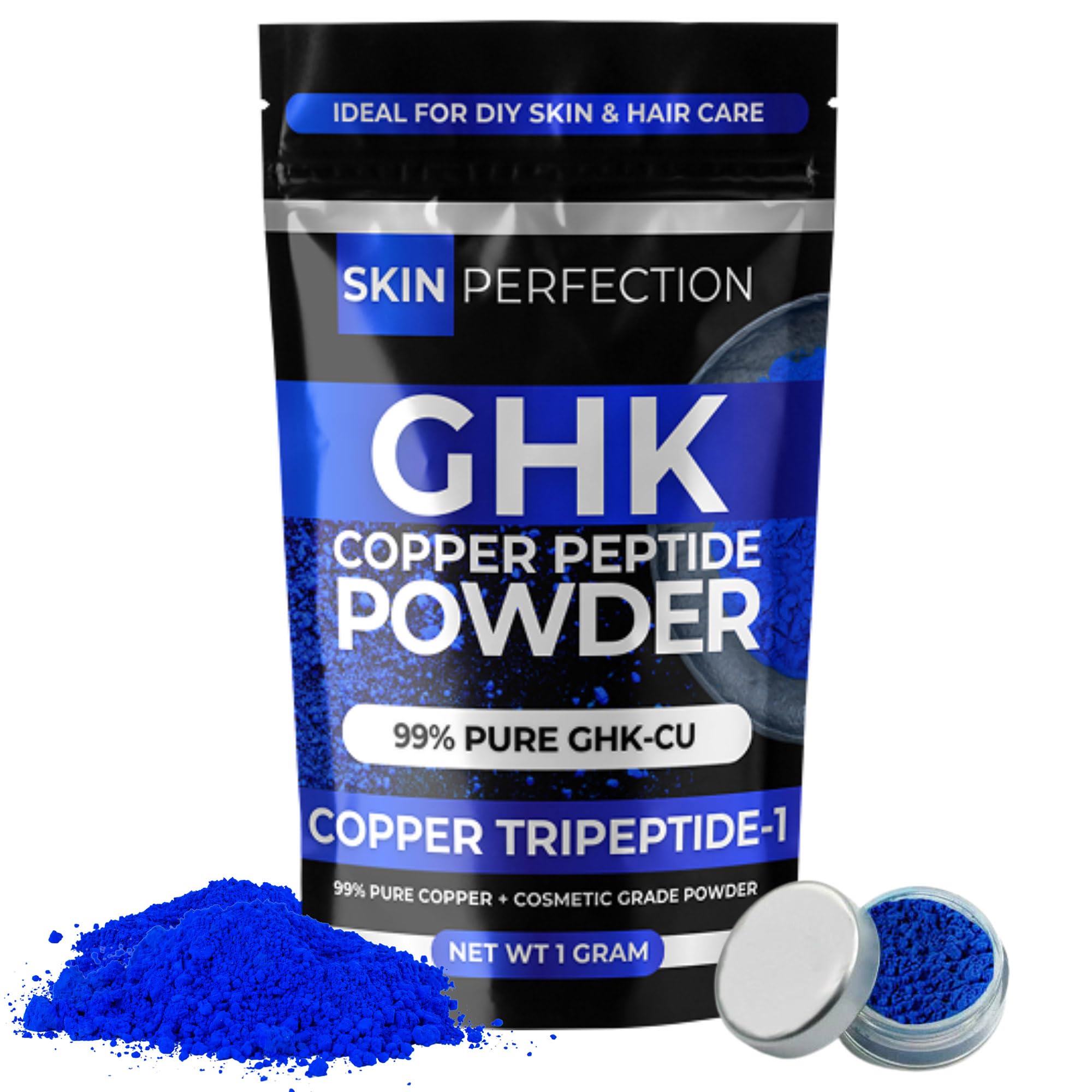 Skin Perfection GHK-Cu Copper Peptide Powder – DIY Serum Ingredient, 99.7%+ Pure for Skin & Hair