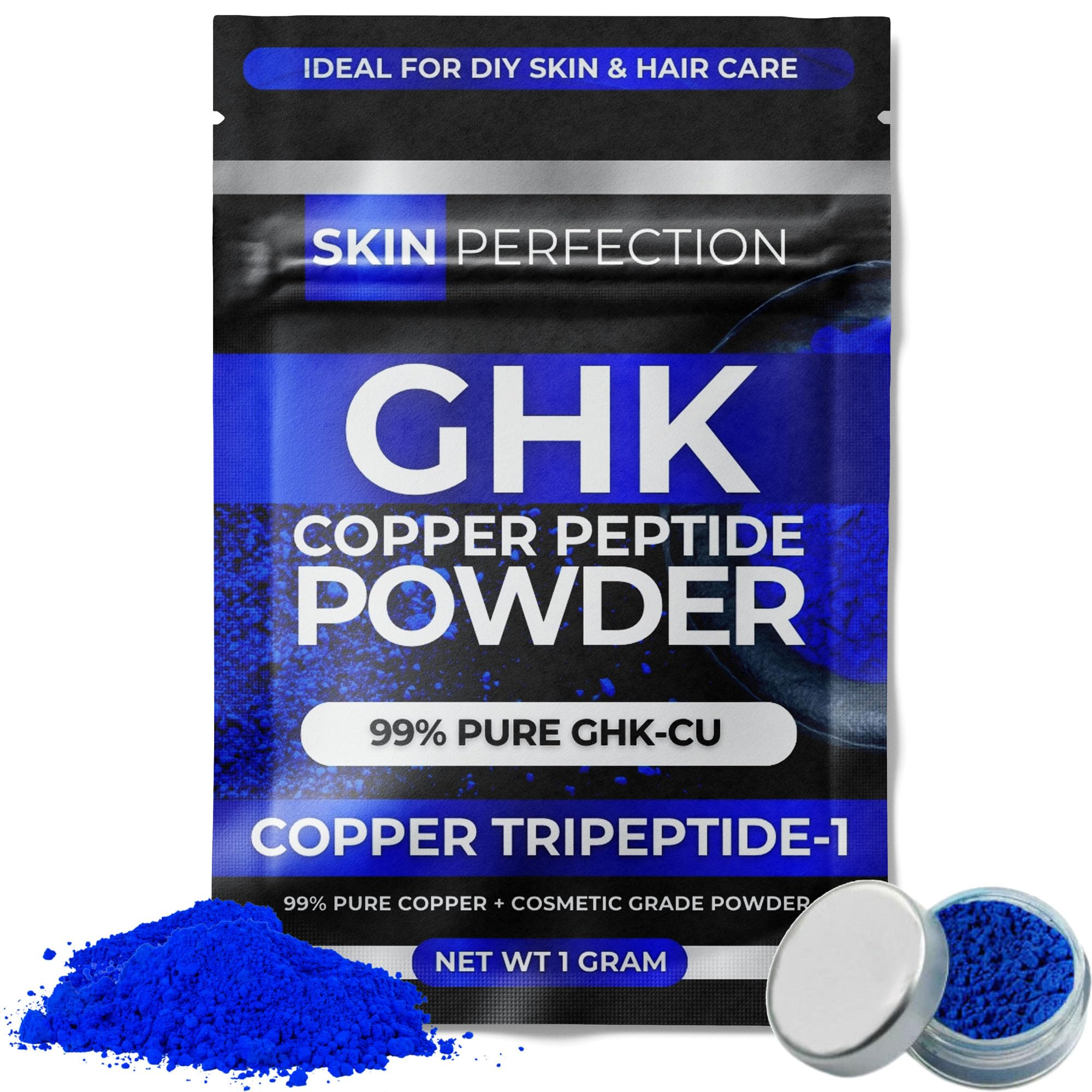 Skin Perfection GHK-Cu Copper Peptide Powder – DIY Serum Ingredient, 99.7%+ Pure for Skin & Hair