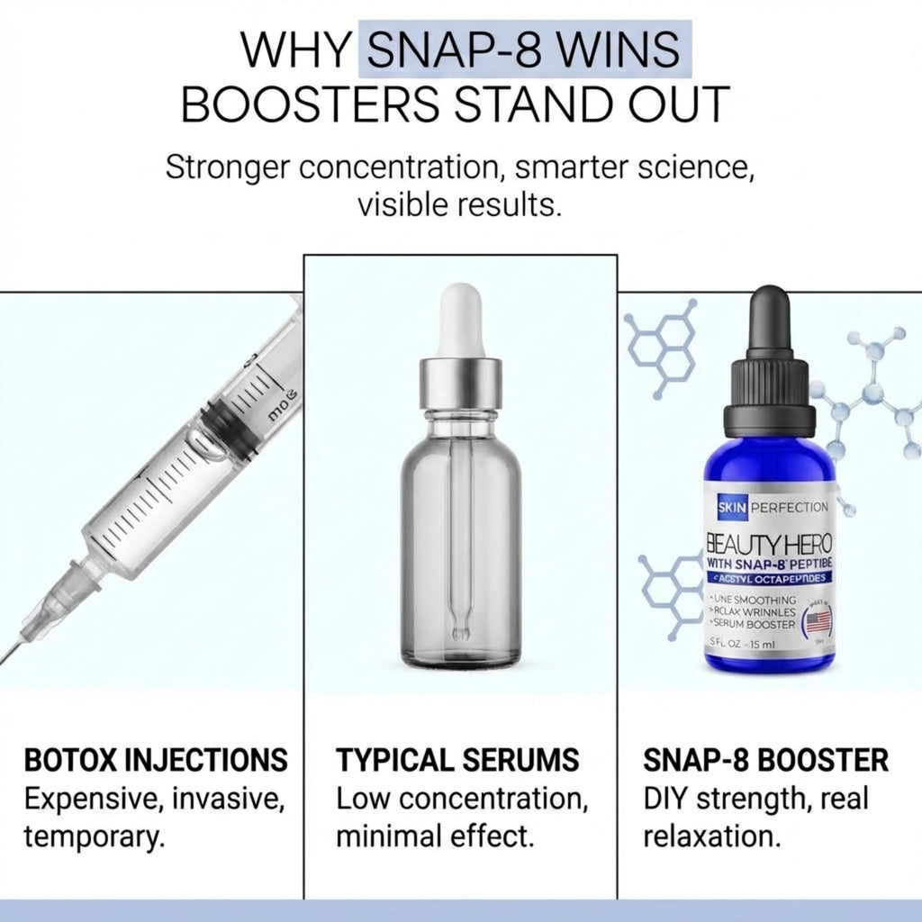 Skin Perfection Snap 8 Peptides Serum for Face - Anti-Aging DIY Booster with Hyaluronic Acid - 0.5oz
