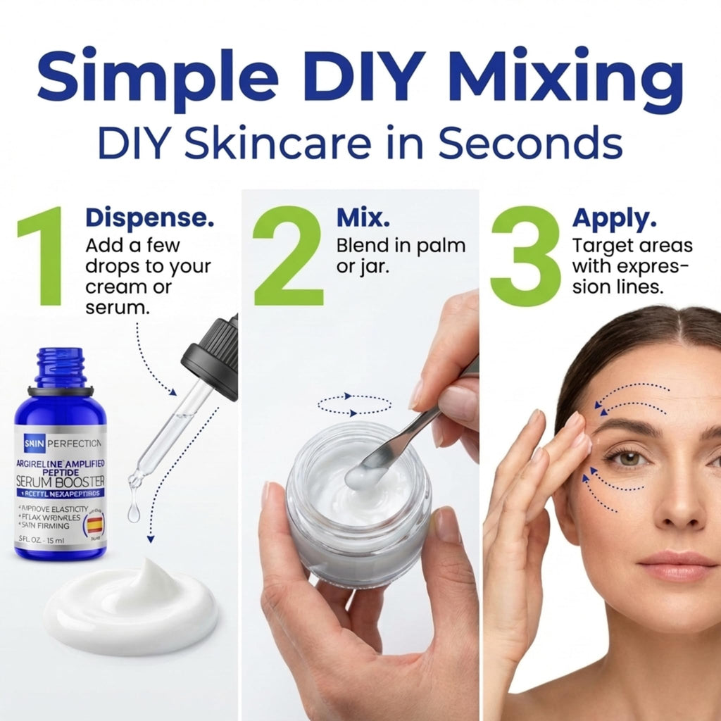 Skin Perfection Snap 8 Peptides Serum for Face - Anti-Aging DIY Booster with Hyaluronic Acid - 0.5oz