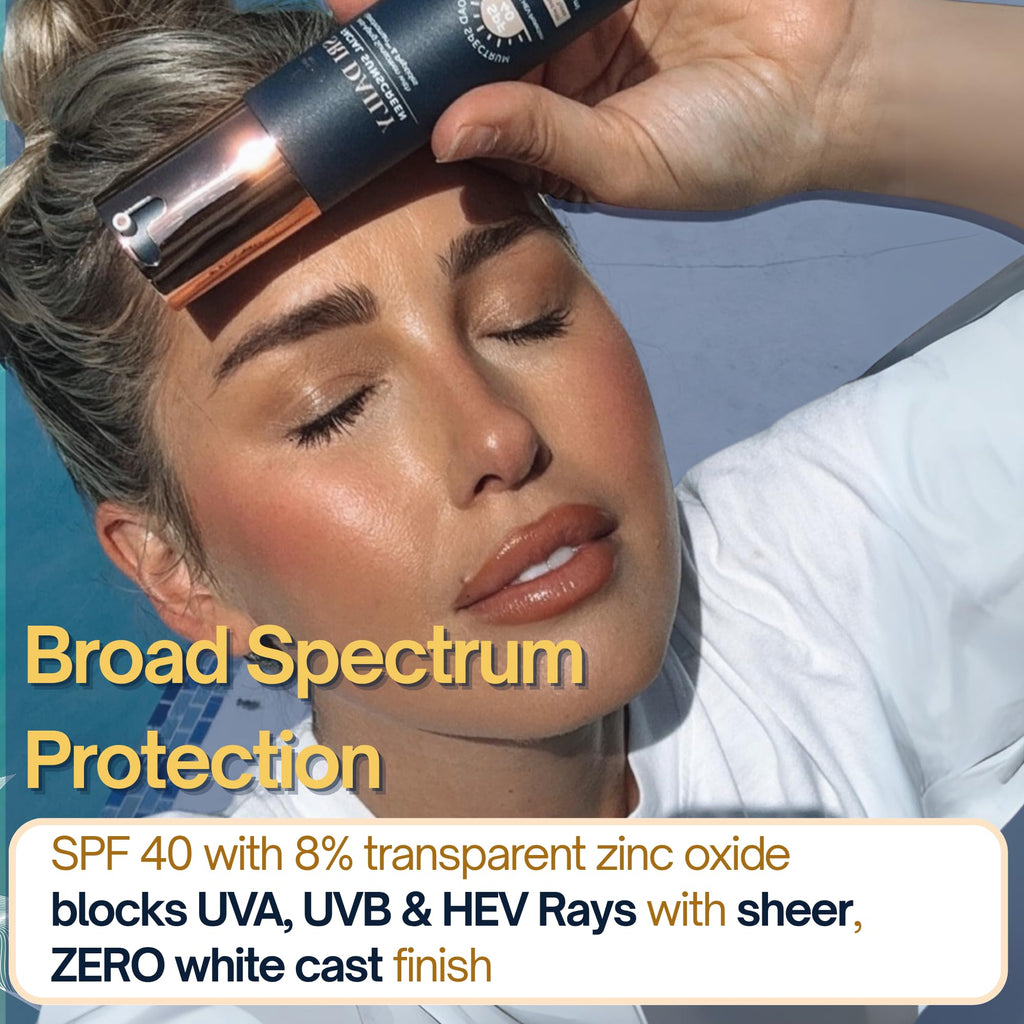 SRILabs Daily Facial Sunscreen SPF 40 — Universal Tint, Weightless Finish, Lipochroman & Peptides