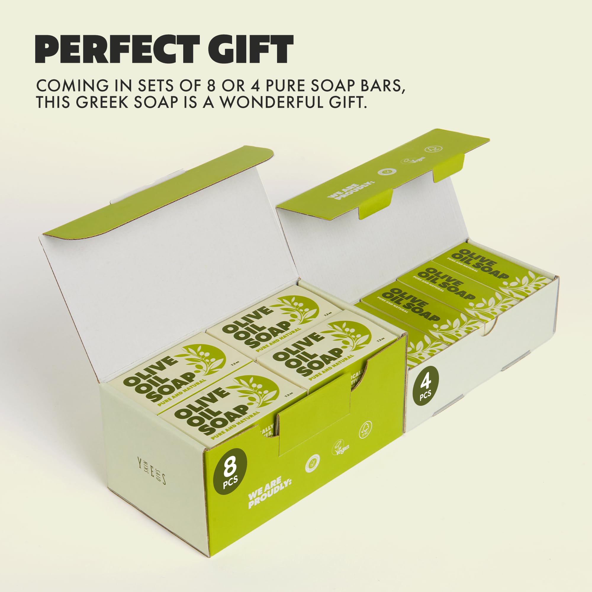 Skin Said Yes - Pure Olive Oil Soap Bar Set of 4 | Made in Greece | 7.2 oz per Bar