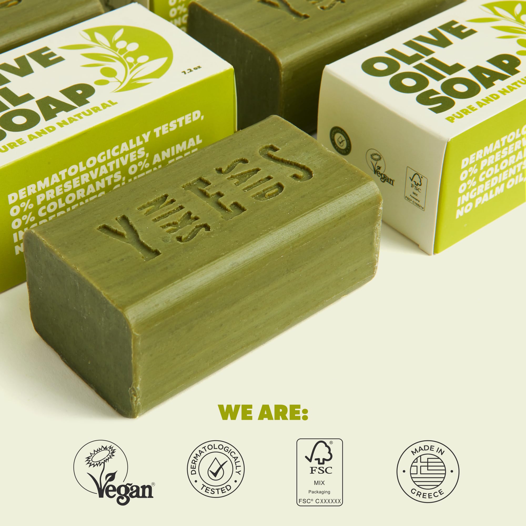 Skin Said Yes - Pure Olive Oil Soap Bar Set of 4 | Made in Greece | 7.2 oz per Bar