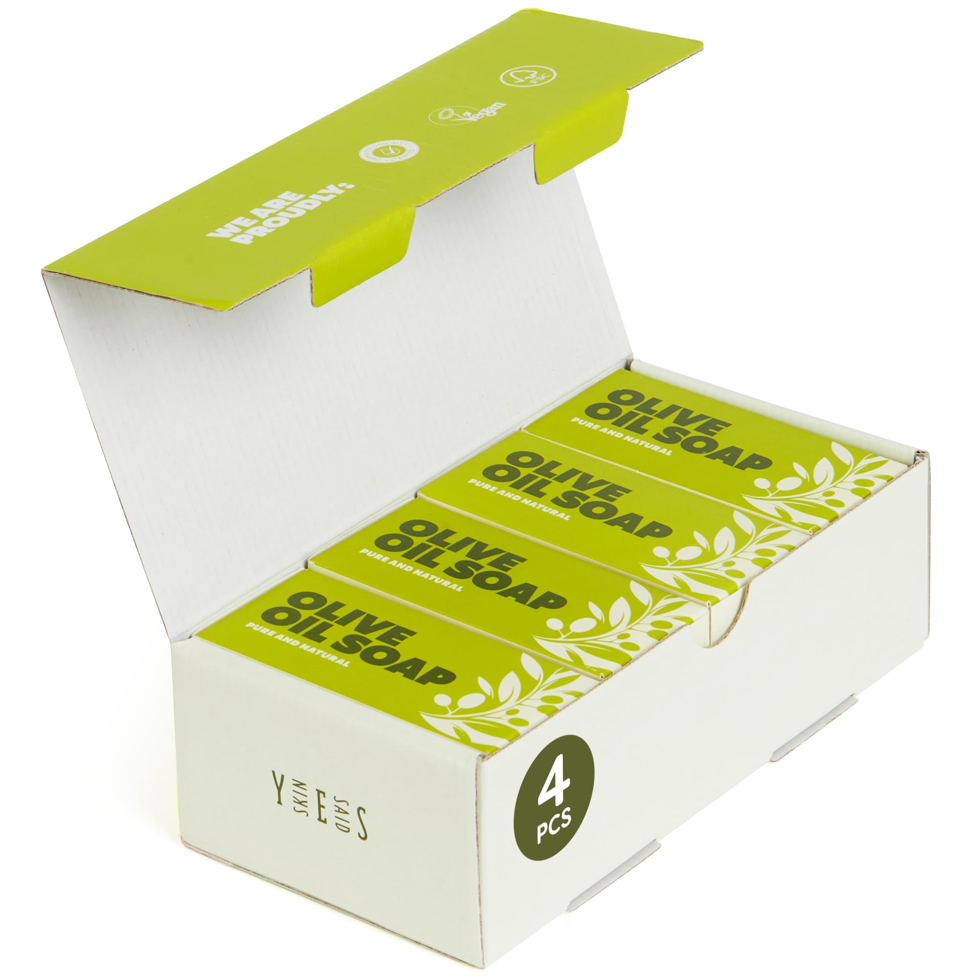 Skin Said Yes - Pure Olive Oil Soap Bar Set of 4 | Made in Greece | 7.2 oz per Bar