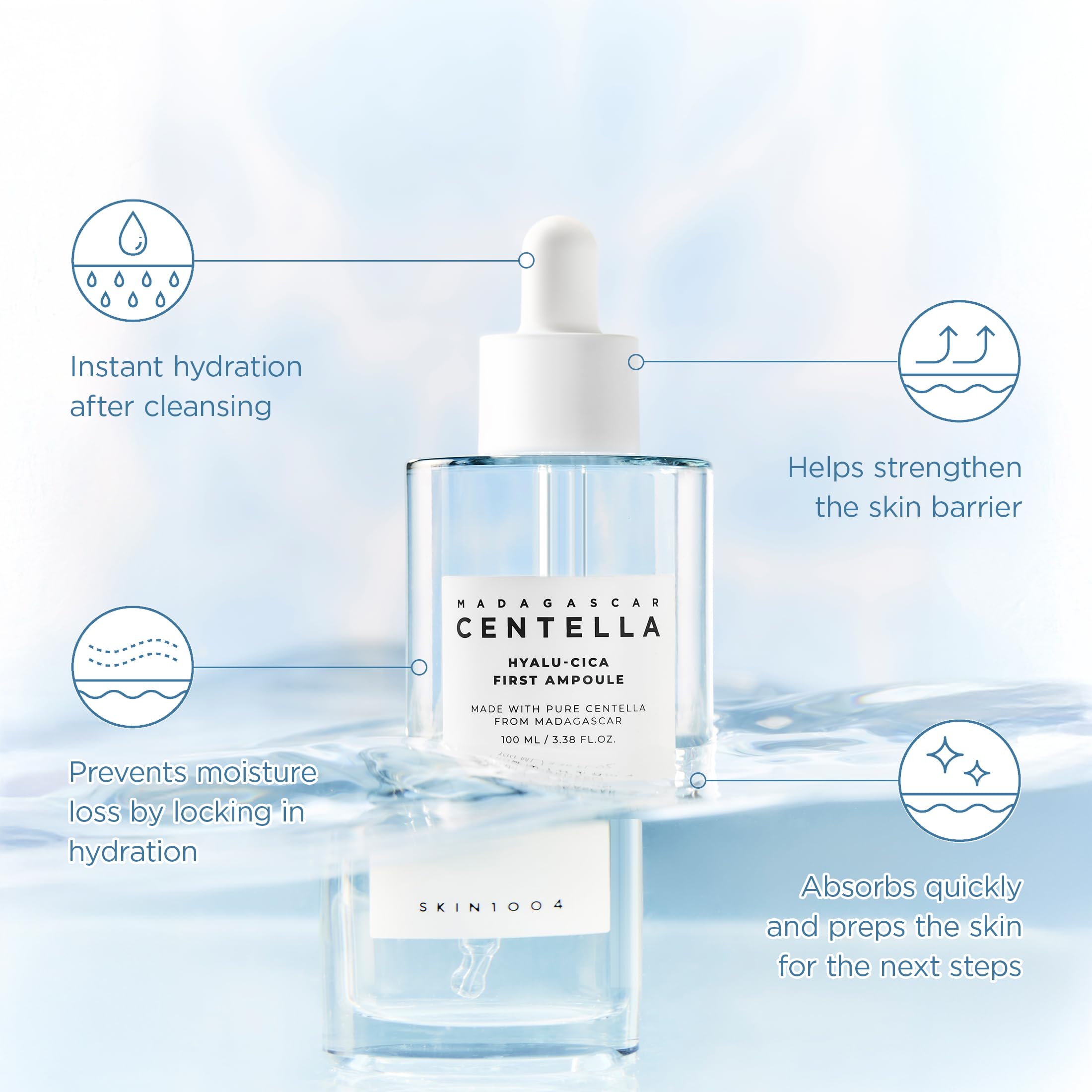 SKIN1004 Hyalu-Cica First Ampoule – Deep Hydration with Hyaluronic Acid & Madagascar Centella (100 ml)