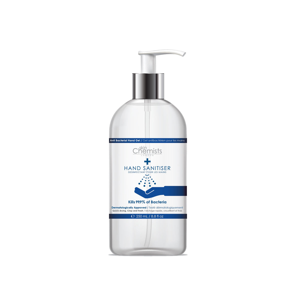 SkinChemists London Hand Sanitiser 250ml + 50ml High Strength, MADE IN UK