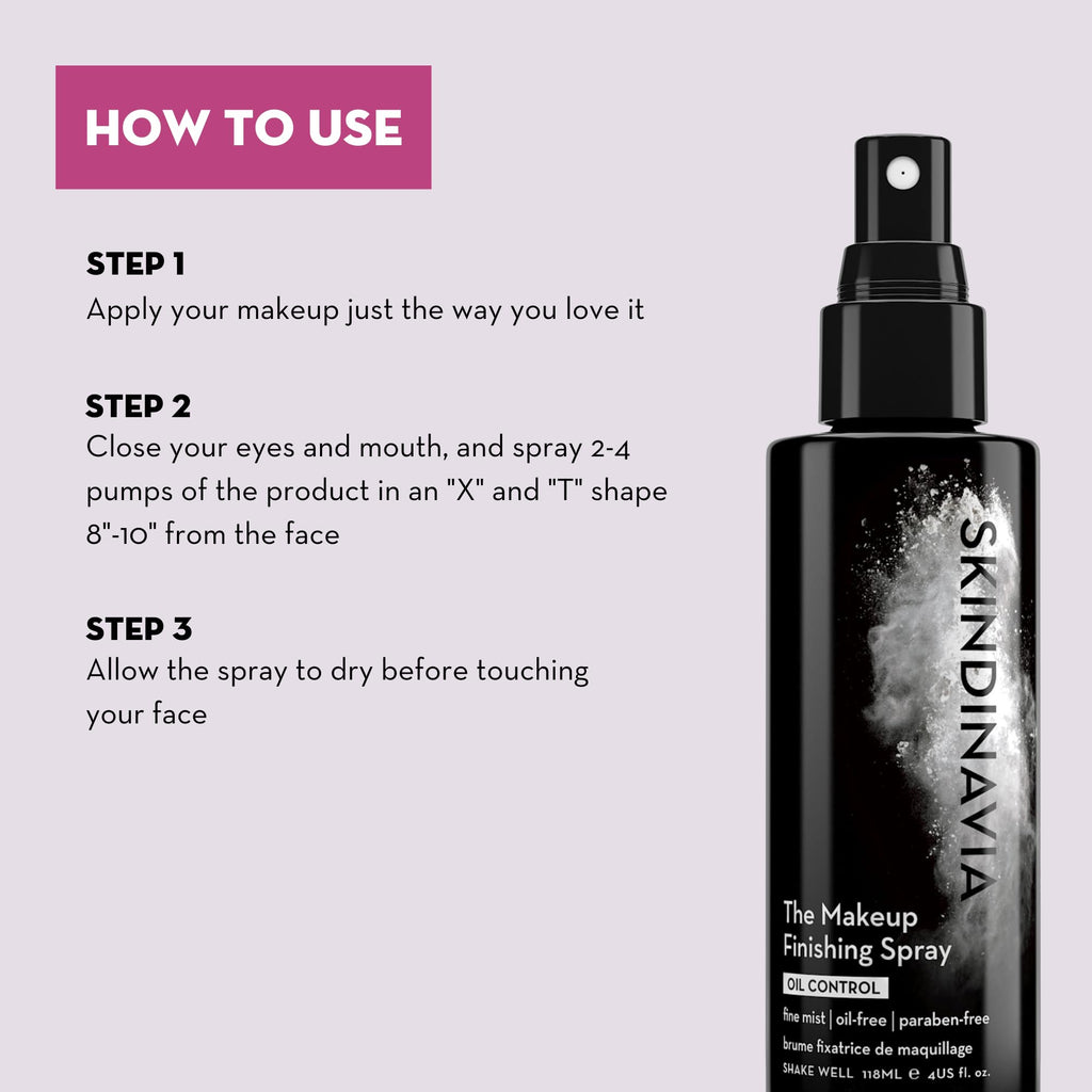 Skindinavia Oil Control Primer Spray & Finishing Spray – Shine Reduction, Pore Minimizing, Long-Lasting Wear (2 x 4 fl oz)