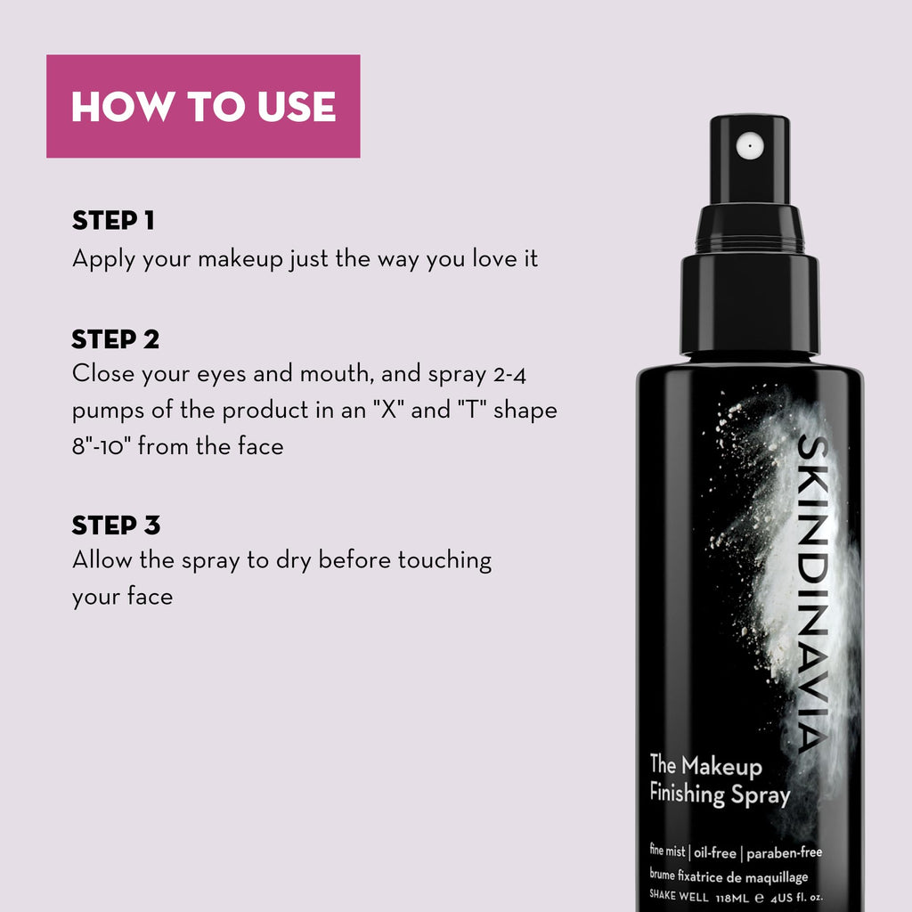 SKINDINAVIA Makeup Primer + Finishing Spray – Hydrating, Pore-Minimizing Setting Mist (2 × 4 fl oz)
