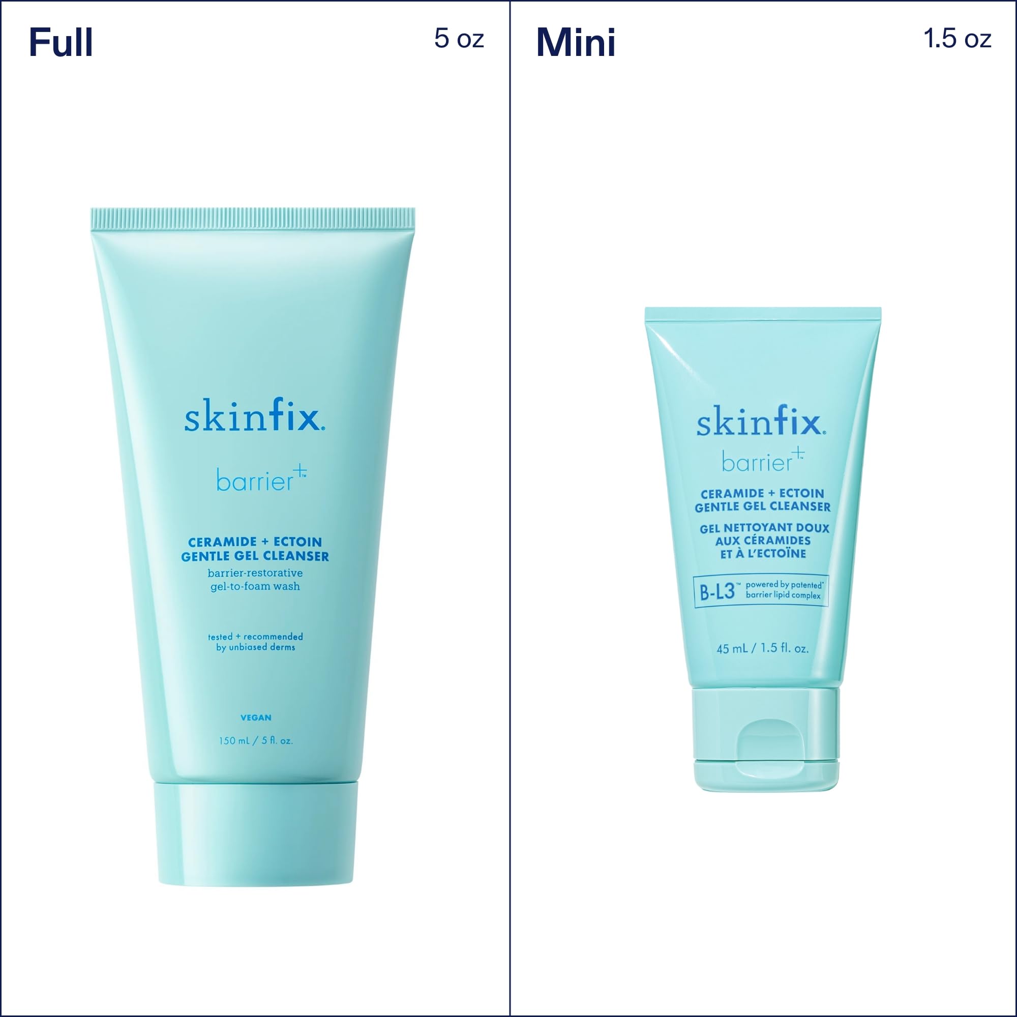 Skinfix Ceramide + Ectoin Gentle Gel Cleanser – 5 oz | Removes Makeup & SPF | Vegan & Cruelty-Free