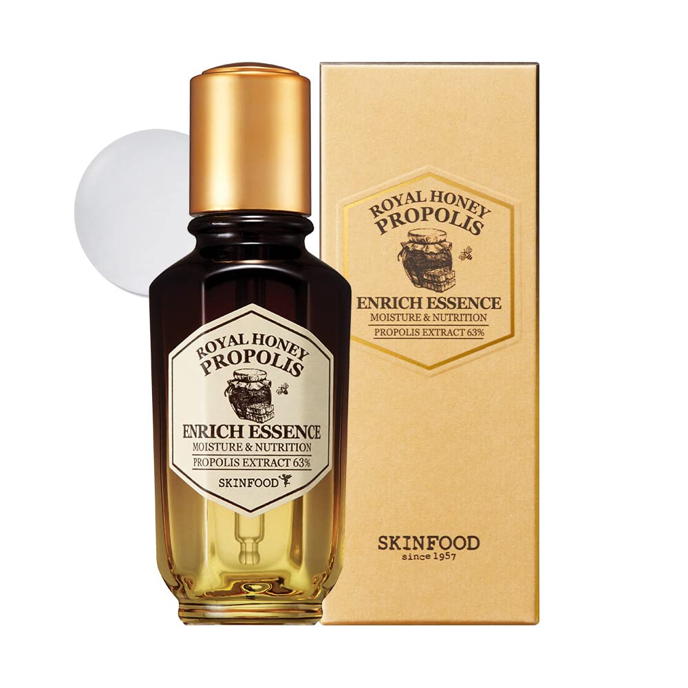 SKINFOOD 1957 Royal Honey Propolis Enrich Essence – 63% Black Bee Propolis & 10% Royal Jelly Extract Serum | 50ml