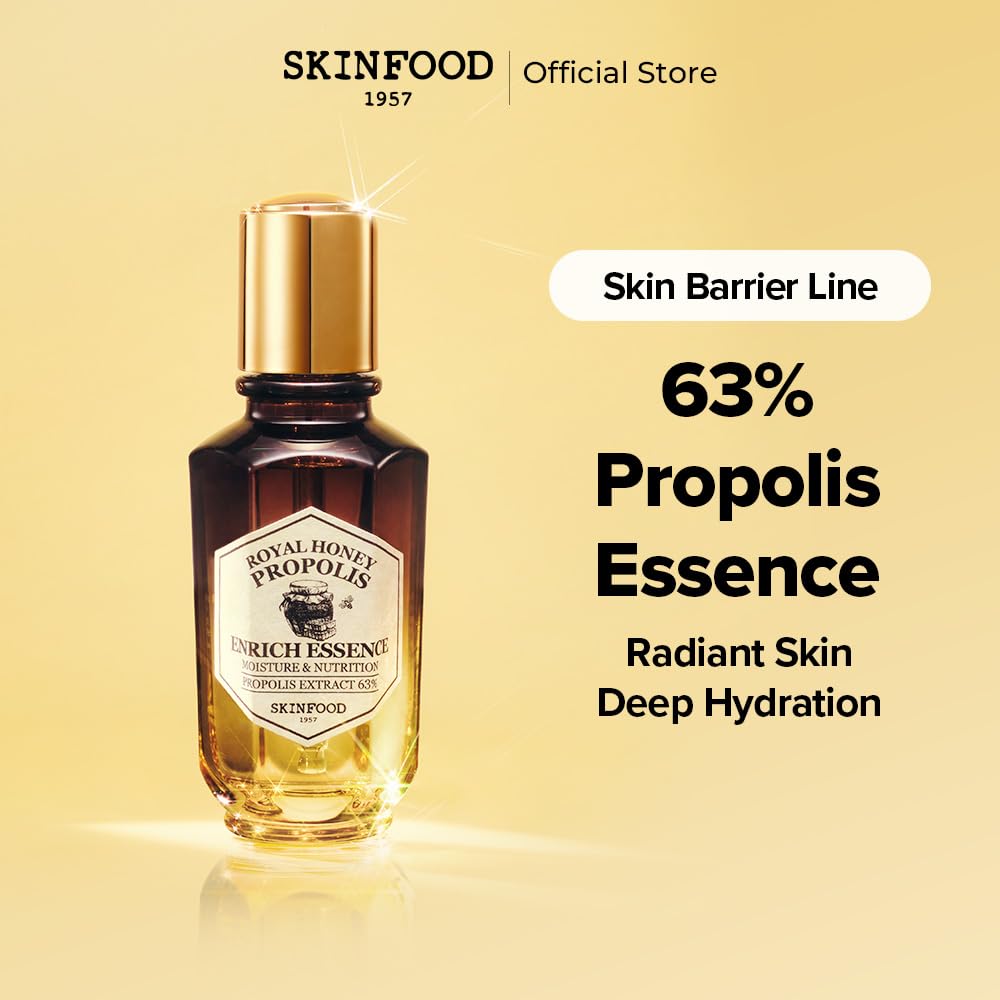 SKINFOOD 1957 Royal Honey Propolis Enrich Essence – 63% Black Bee Propolis & 10% Royal Jelly Extract Serum | 50ml