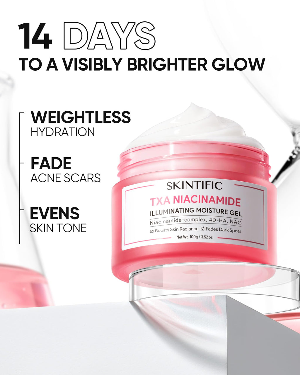 SKINTIFIC MSH Niacinamide Brightening Cream – Even Tone, Dark Spot Fading (100g) with Tranexamic Acid & α-Arbutin