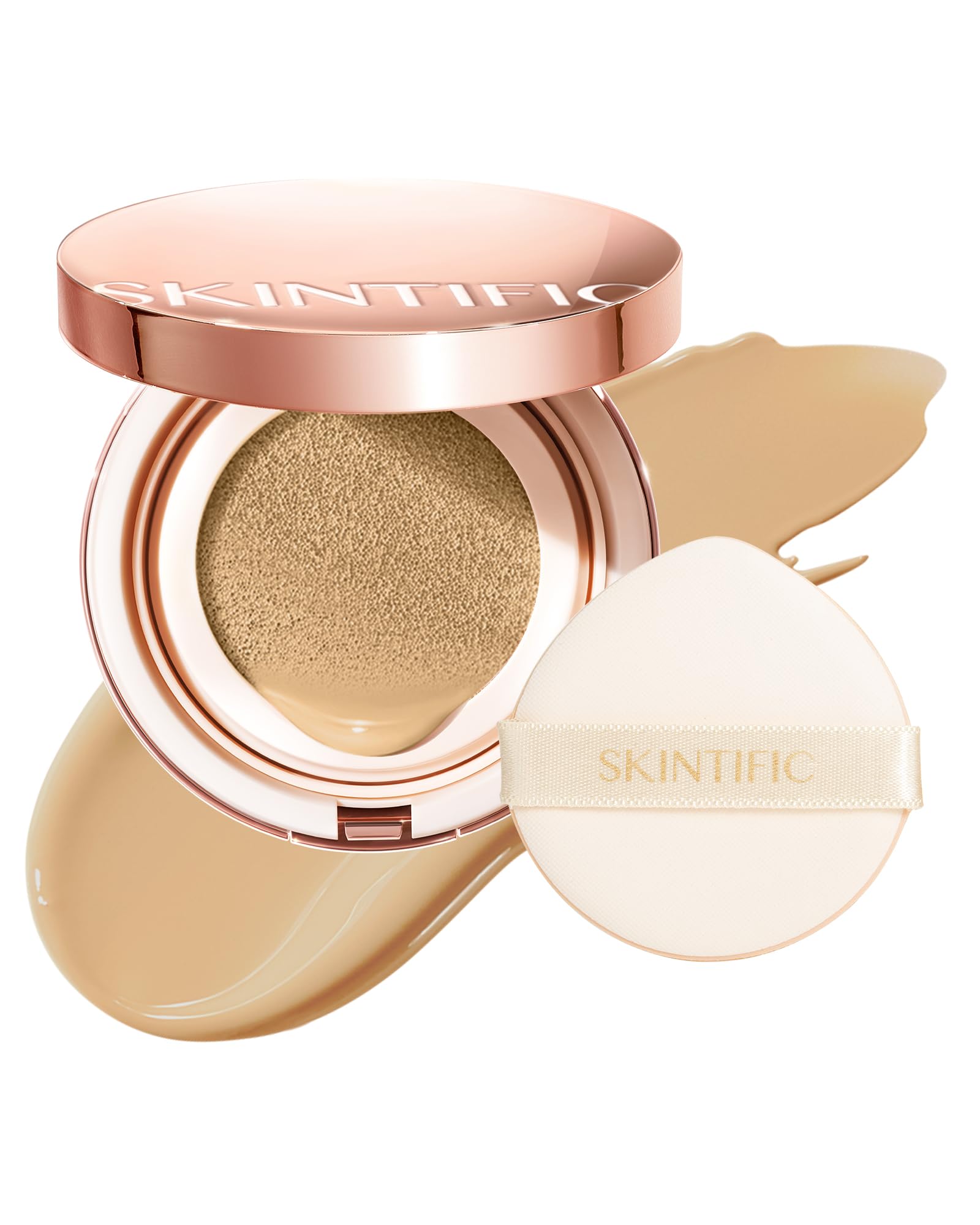 Skintific Full Coverage Cushion Foundation #22N Shell Beige | Satin Glow, Oil-Control & Waterproof