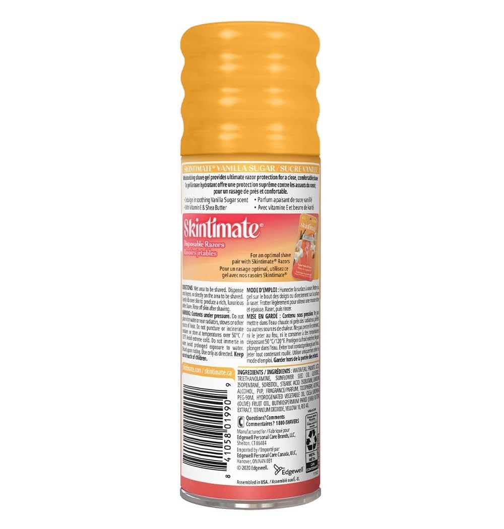 Skintimate Vanilla Sugar Shave Gel for Women - Moisturizing Shaving Cream 7oz Pack of 6