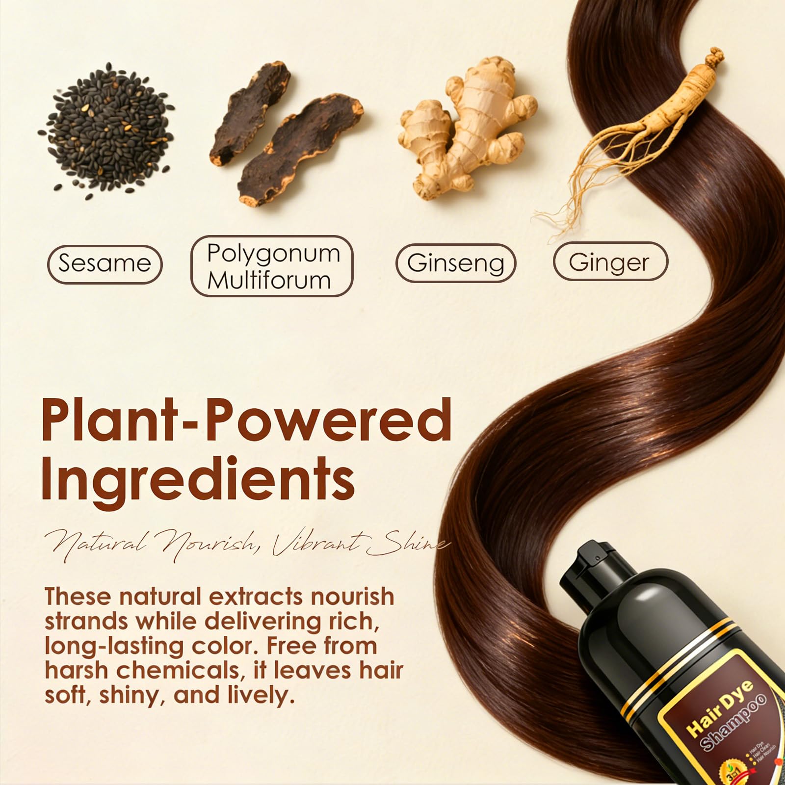 Sklight Hair Dye Shampoo 3-in-1 - Root-to-Tip Color, 16.9 fl oz, Cherry Brown