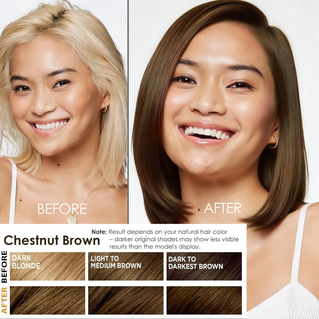 SKLIGHT Hair Dye Shampoo 3-in-1 Chestnut Brown – Root-to-Tip Color, 16.9 fl oz
