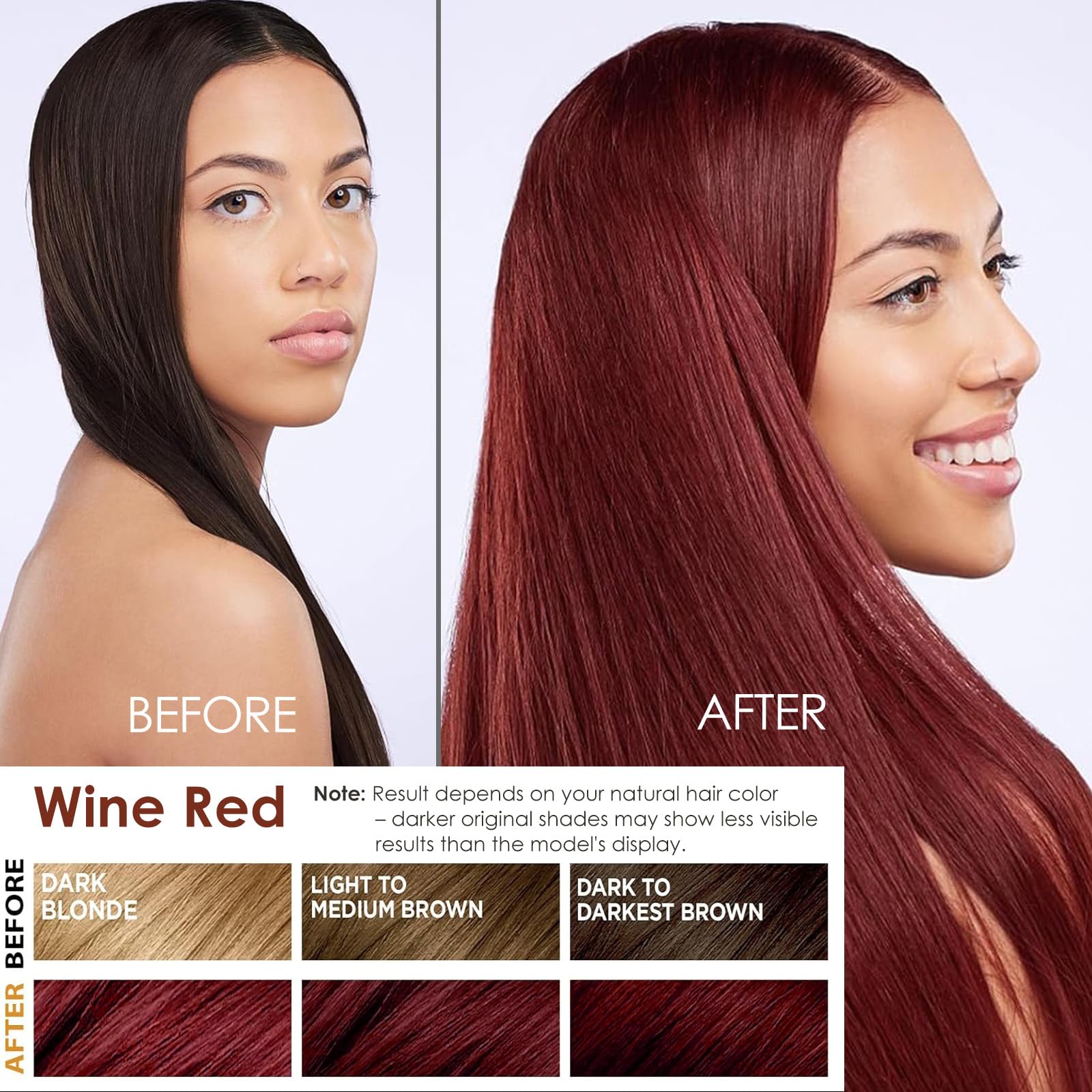 Sklight Hair Dye Shampoo 3-in-1 – Rich Wine Red Root-to-Tip Color, 16.9 fl oz