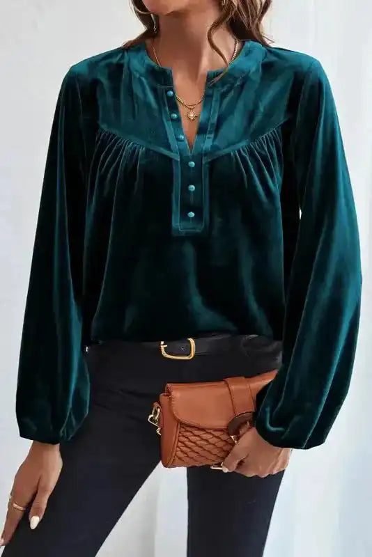 Elegant Skobeloff Beaded Velvet Blouse for Sophistication