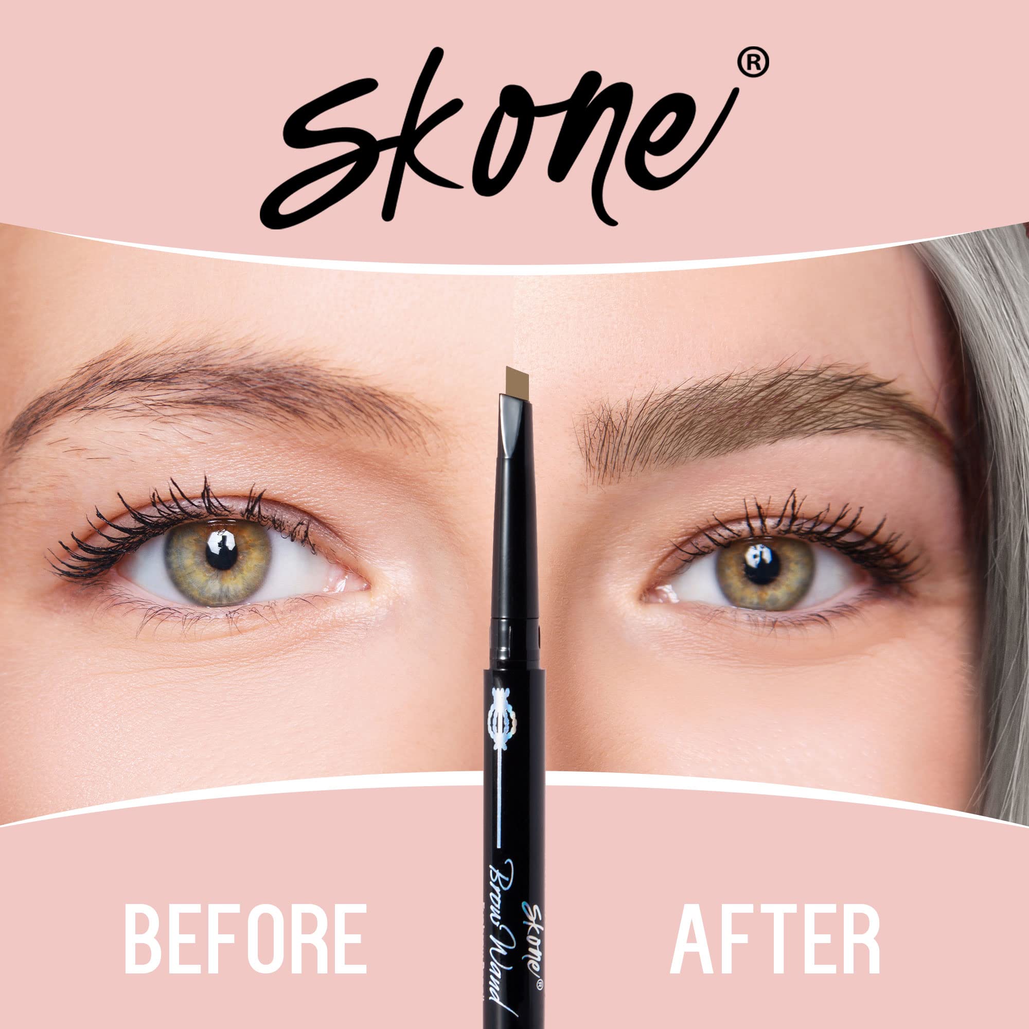 Skone Brow Wand Pencil with Brush – Creamy Chai for Gray Hair, Waterproof