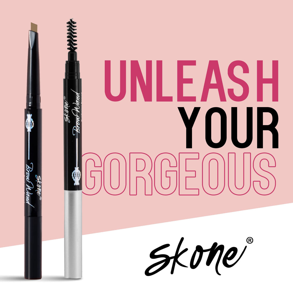 Skone Brow Wand Pencil with Brush – Creamy Chai for Gray Hair, Waterproof