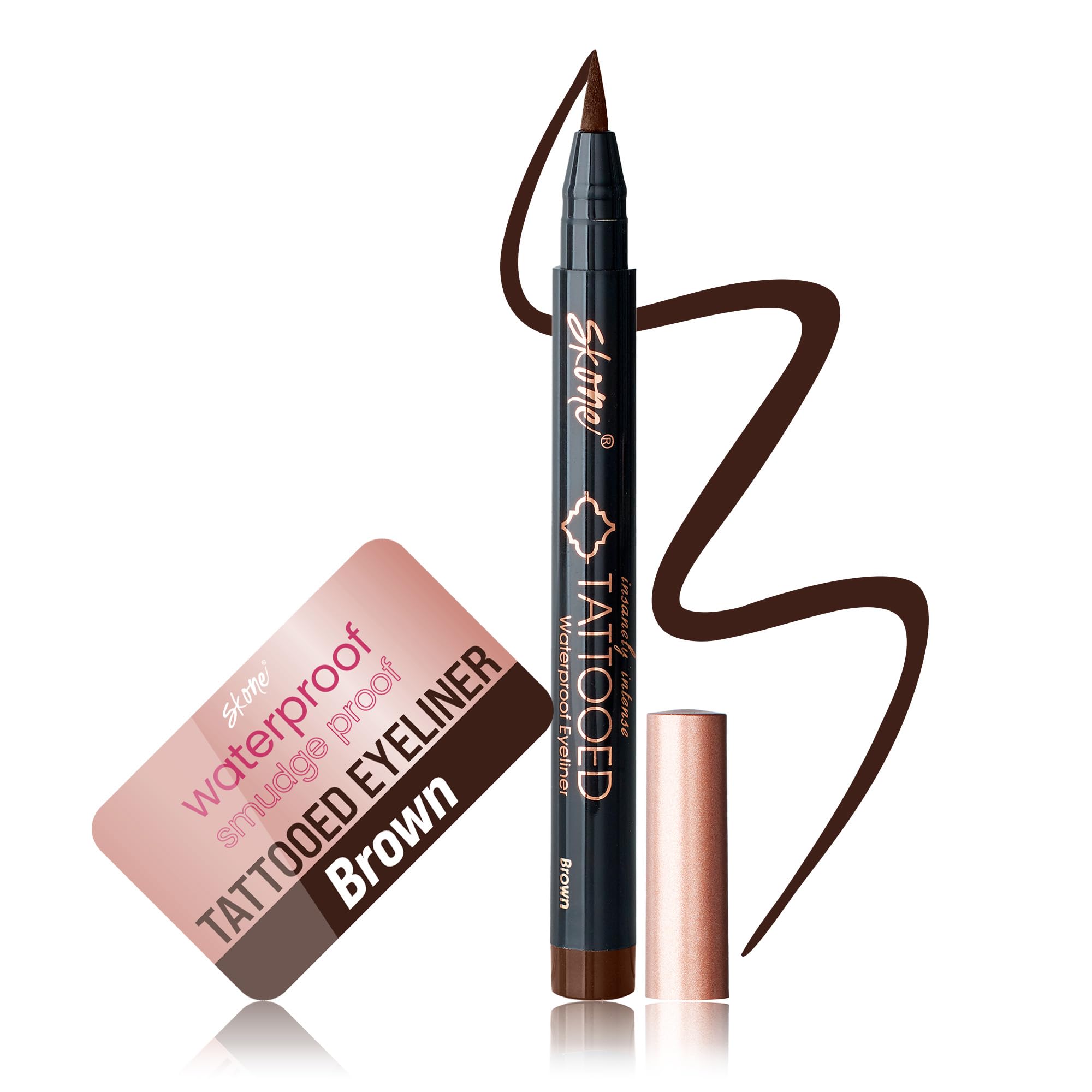 Skone Insanely Intense Tattooed Eyeliner Pen - Waterproof, Quick-Dry, Smudge-Proof Brown