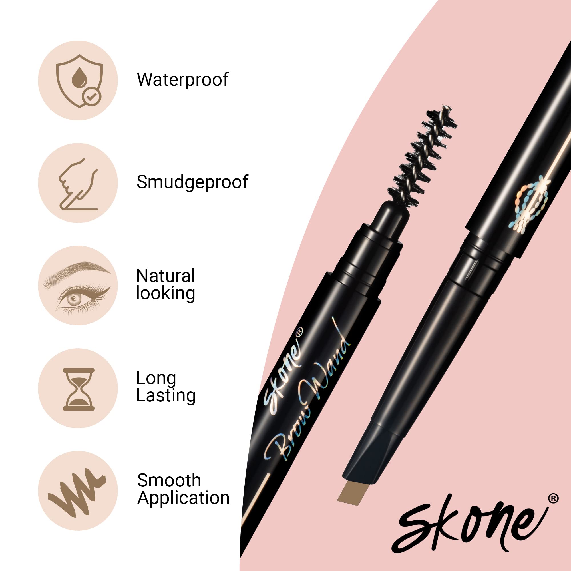 Skone Brow Wand Pencil with Brush – Creamy Chai for Gray Hair, Waterproof