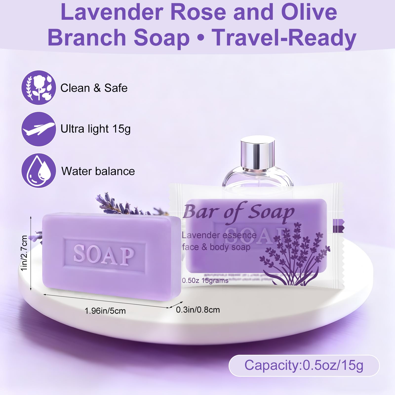 Skourvut Bulk Bar Soap 60-Pack – Travel Mini Bars (0.5 oz) Olive Oil, Rose & Lavender