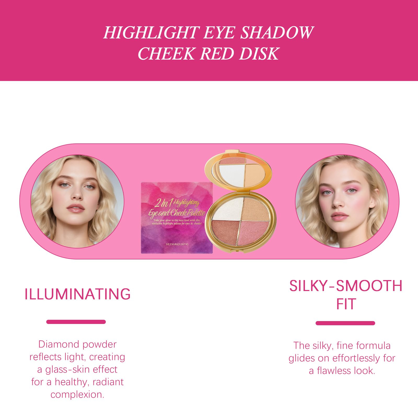 SKROSS Highlighting Eye & Cheek Palette – Glow Wardrobe Palette for Eyes, Cheeks & Glow