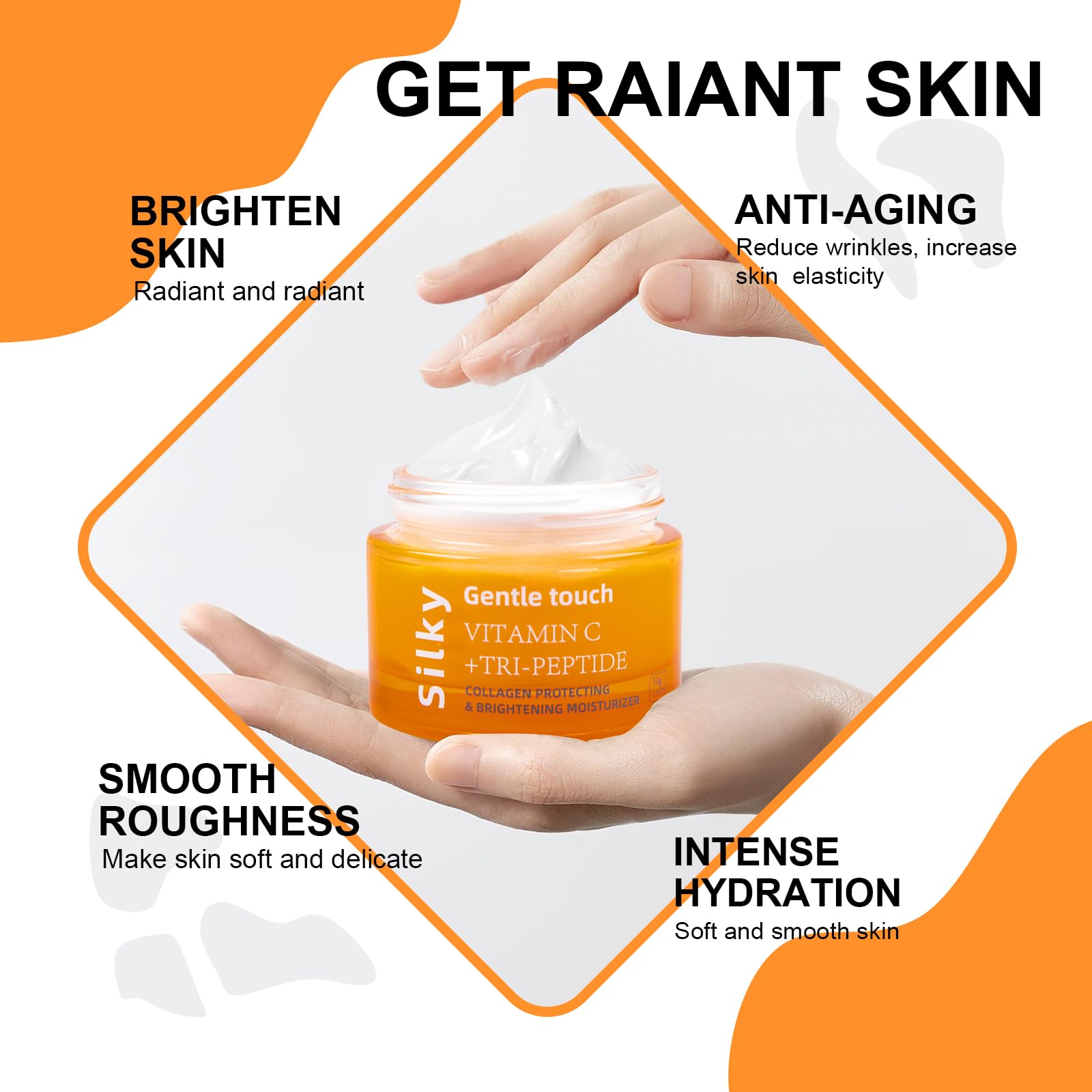 SKSOYT Vitamin C + Peptide Brightening Moisturizer | 3% Stabilized Vitamin C & Multi-Peptide Complex | Vegan, Fragrance-Free, 1.7 oz