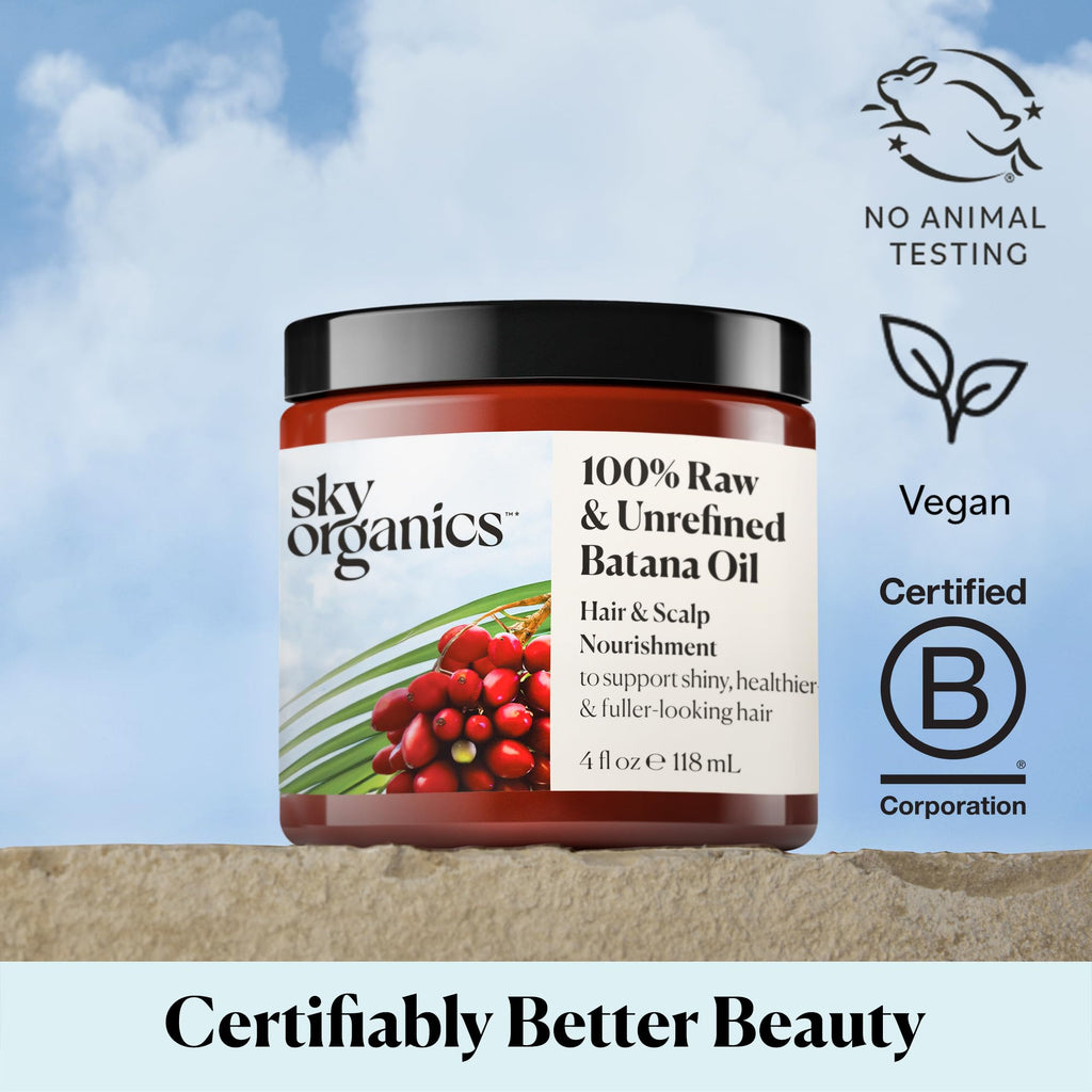 Sky Organics Batana Oil - 4 oz | 100% Raw & Unrefined Hair & Scalp Nourishment