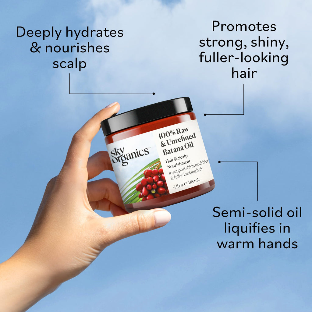 Sky Organics Batana Oil - 4 oz | 100% Raw & Unrefined Hair & Scalp Nourishment