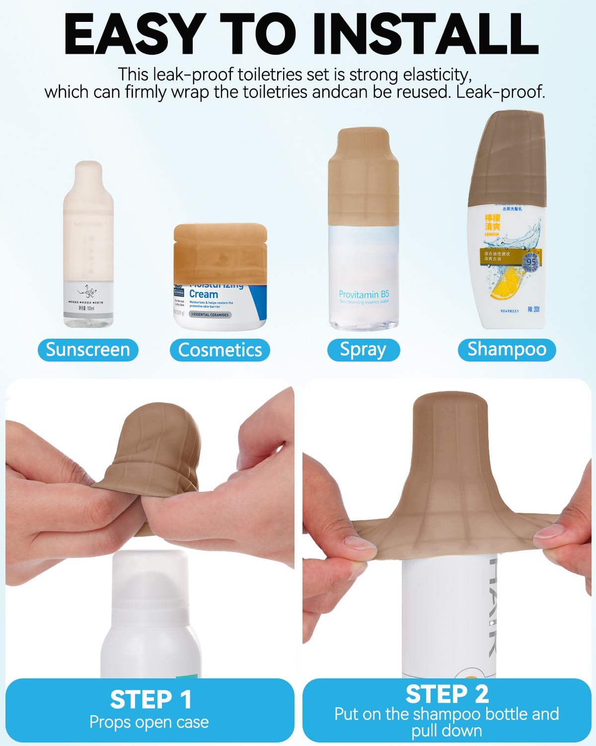 Skyconser 16-Pack Silicone Bottle Covers | Leak-Proof Travel Sleeves