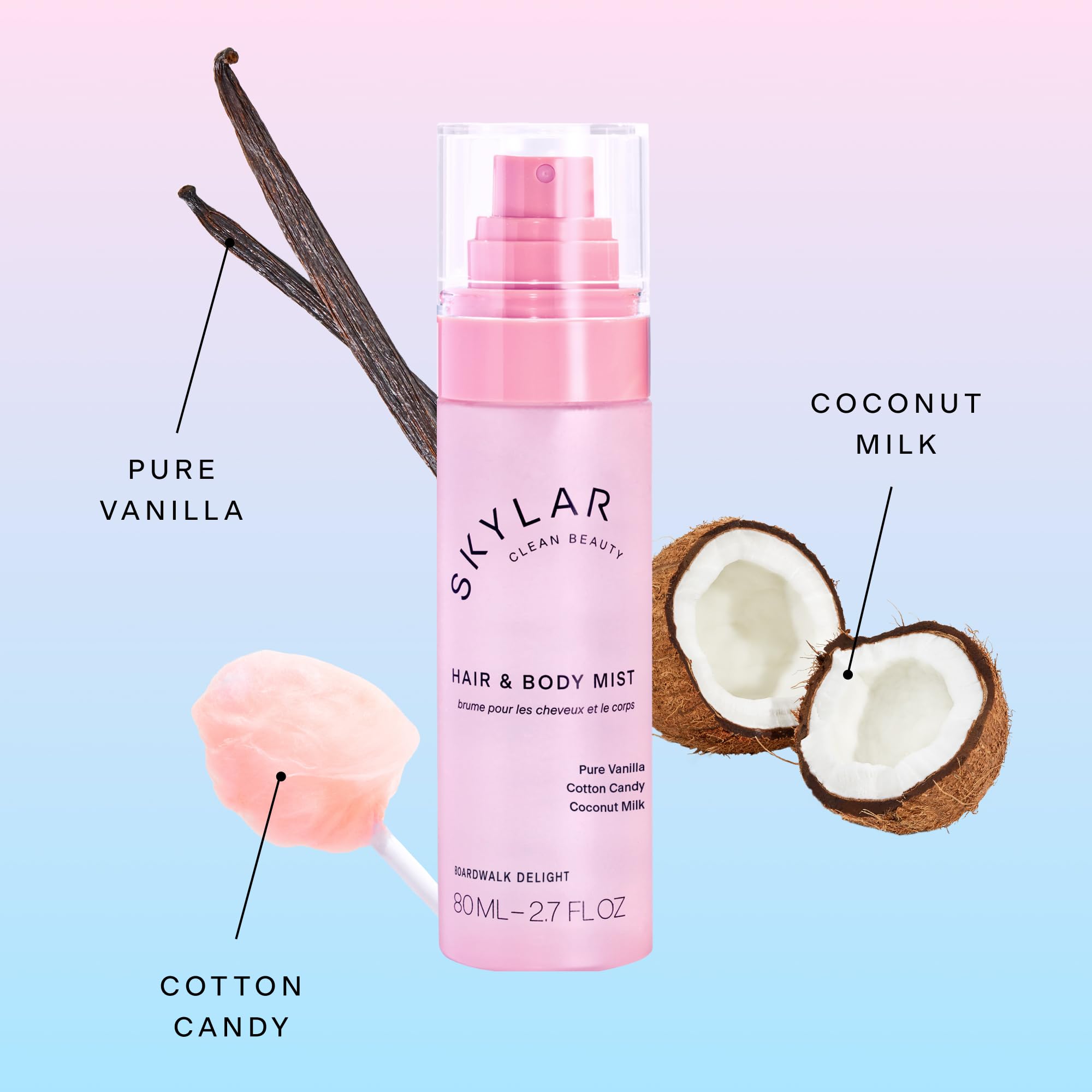 Skylar Boardwalk Delight Hair & Body Mist | Hypoallergenic, Clean Fragrance | Vegan & Cruelty-Free | 80 ml