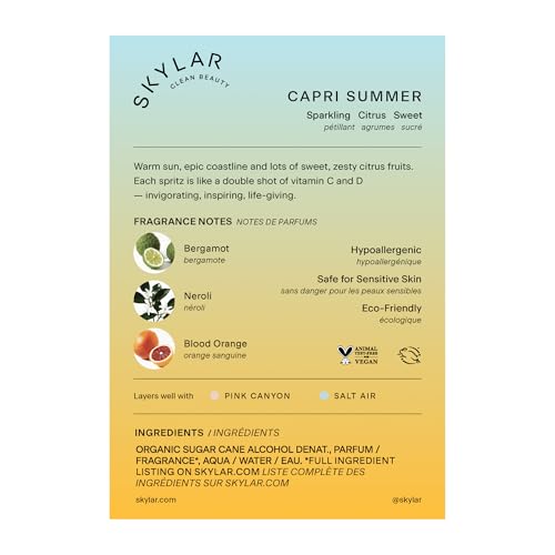 Skylar Capri Summer EDP – Hypoallergenic Clean Fragrance for Women & Men, 50mL