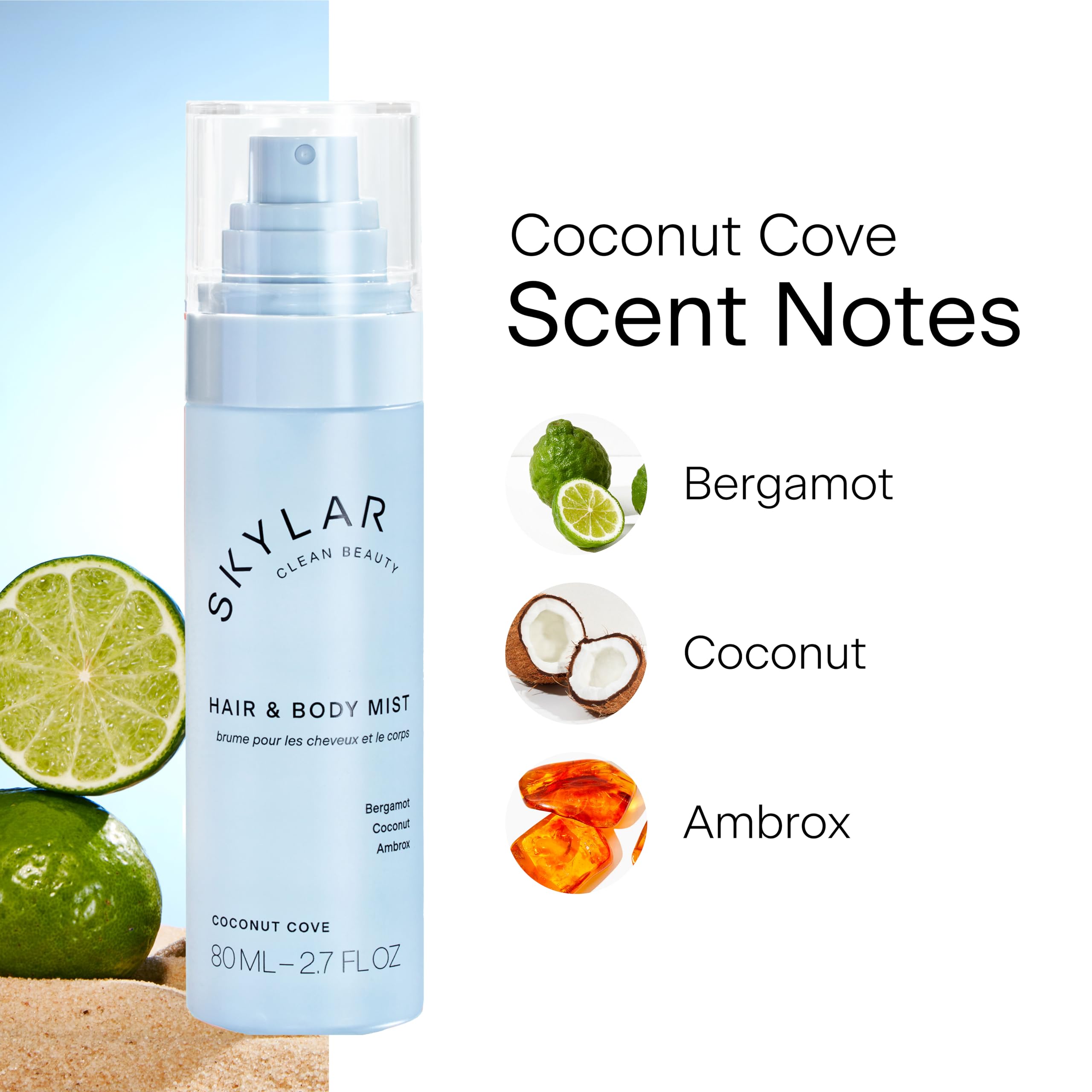 Skylar Coconut Cove Hair & Body Mist – Hypoallergenic, Clean Fragrance