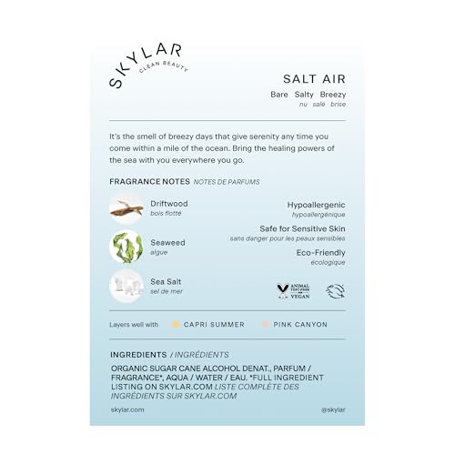 Skylar Salt Air Eau de Parfum – Hypoallergenic, Clean Formula for Women & Men – Driftwood, Sea Salt & Seaweed – 50 mL / 1.7 Fl Oz