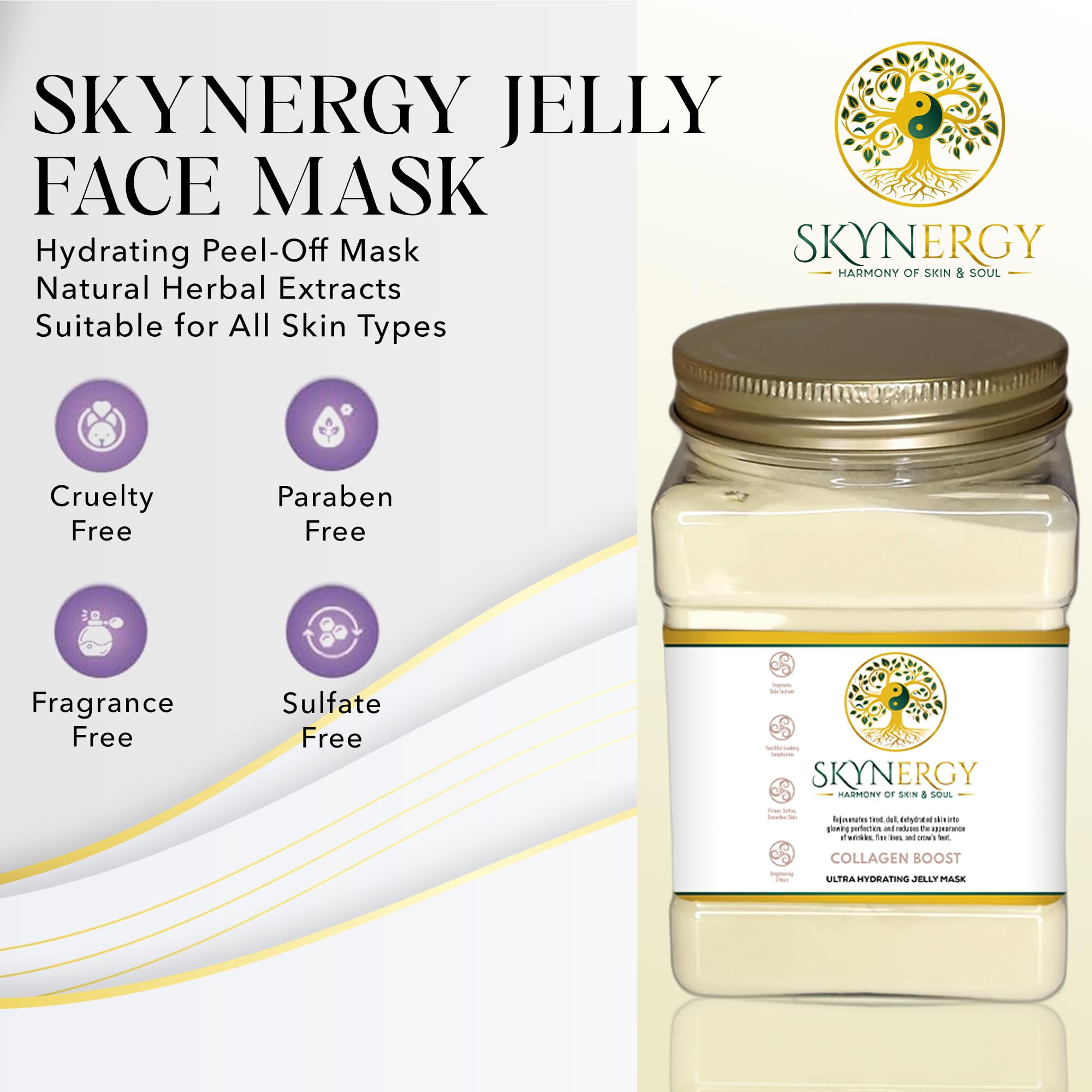 SKYNERGY Collagen Boost Hydro Glo Jelly Mask – Hydrating Peel-Off Face Mask for All Skin Types | 12 Applications