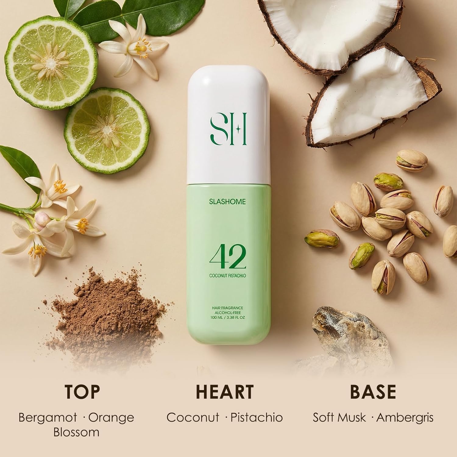 Slashome Hair Perfume for Women – Coconut Pistachio, Alcohol-Free 100ml