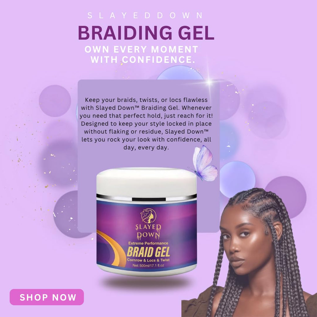 SLAYED DOWN Extreme All Day Hold Braid Gel | No-Flake Edge Control for Braids, Twists & Locs (17.1oz)