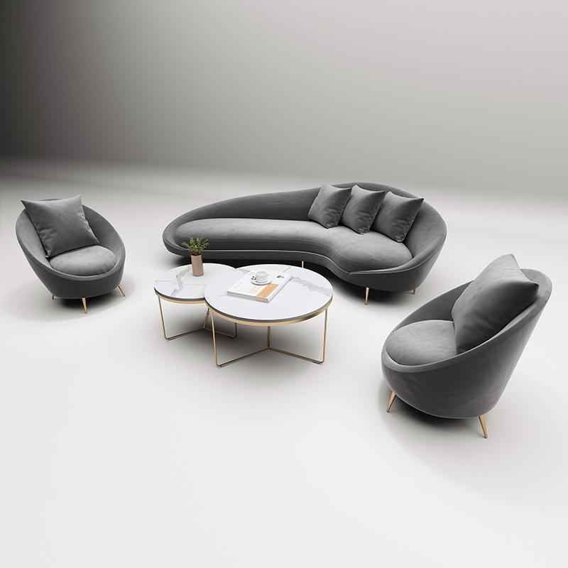 Slender Modern Curved Two Seater, Three Seater Sofa, Velvet