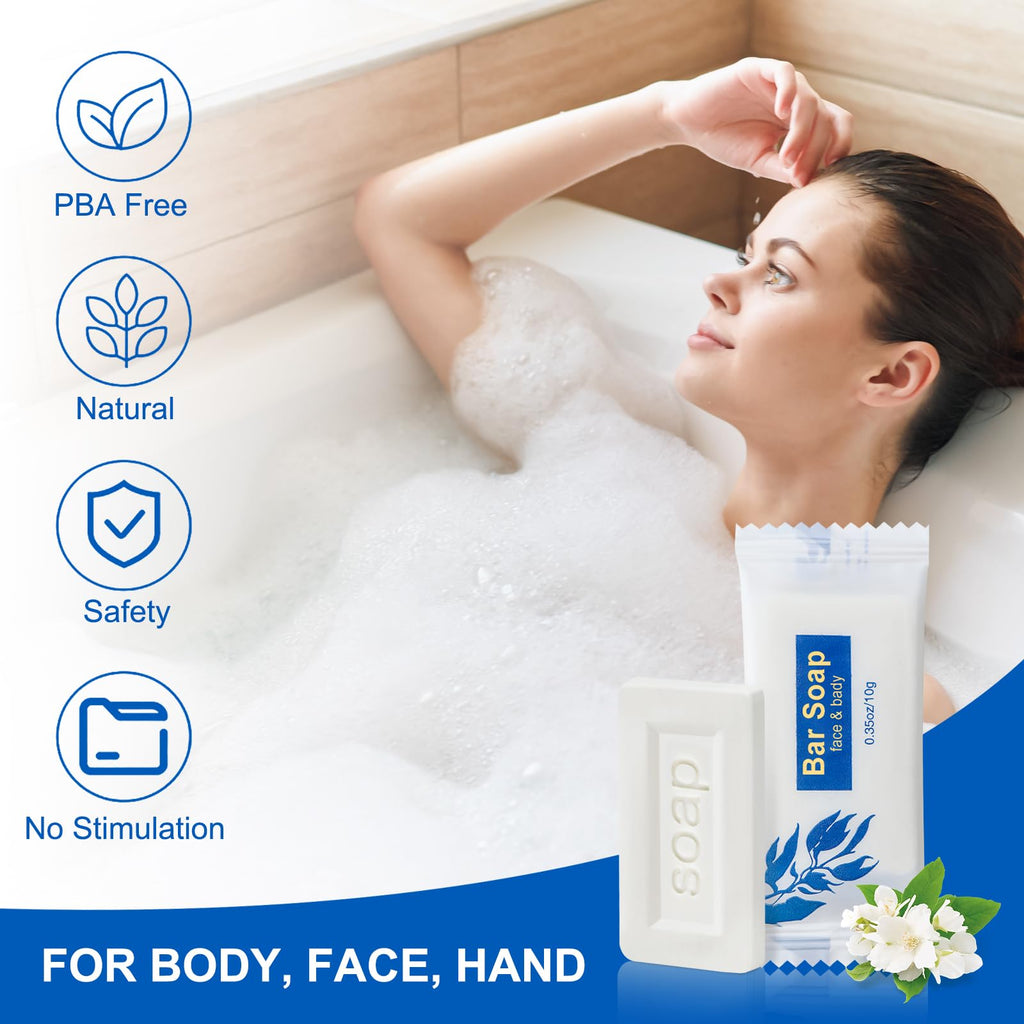 SLequipo Mini Soap Bars – 100-Count Bulk Pack, 0.35 oz Travel Soap for Hotels & Camp