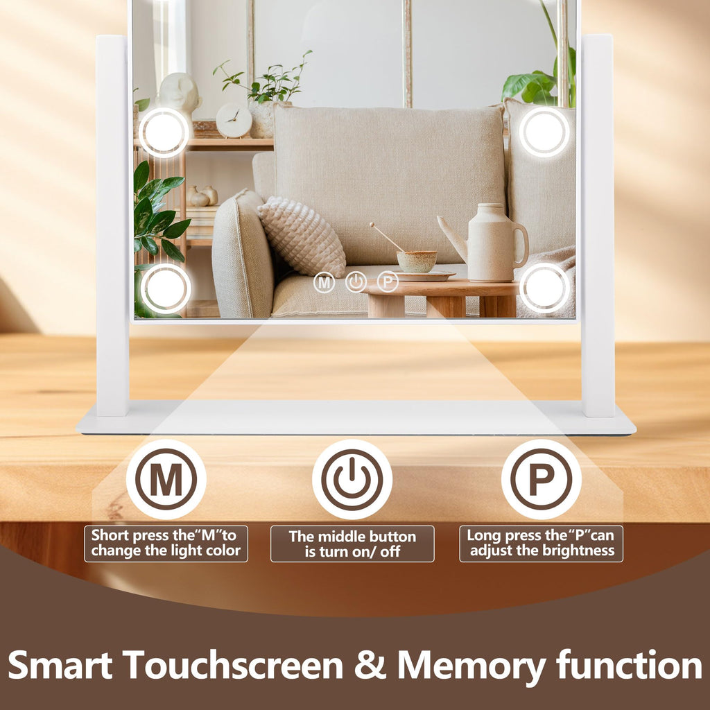 SLIMOON Lighted Makeup Mirror 14x12 Hollywood Vanity with 9 LEDs and Detachable 10x Magnifier