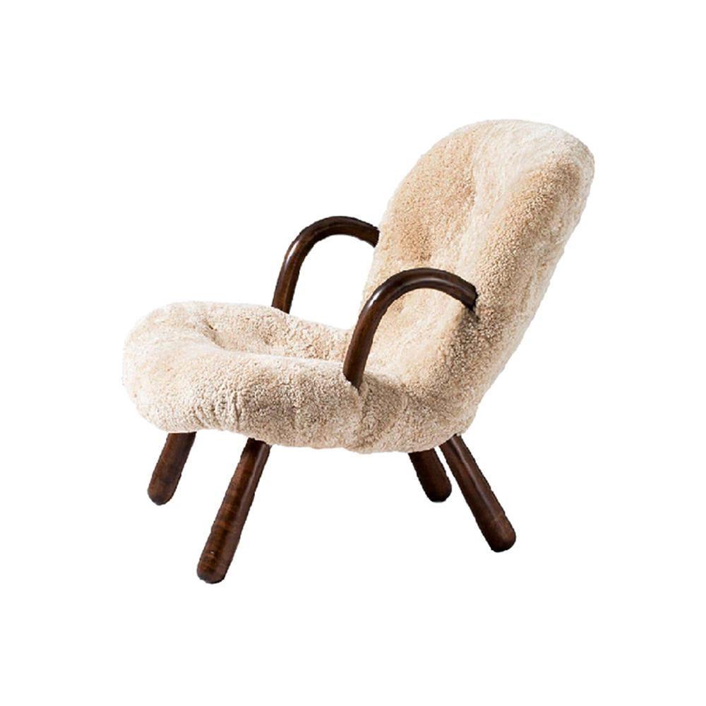 Classic Clam Armchair & Footstool, Boucle