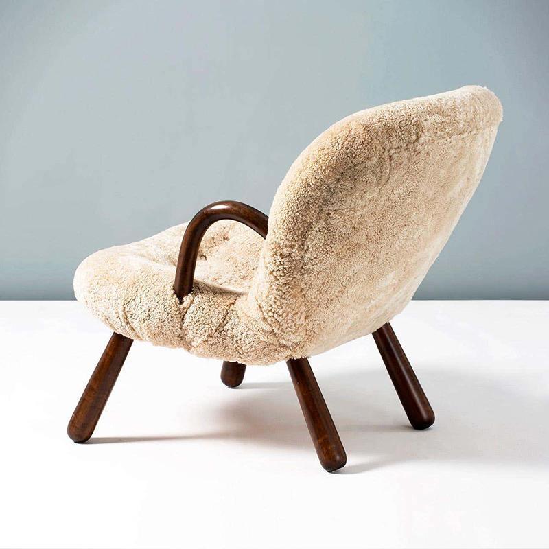 Classic Clam Armchair & Footstool, Boucle