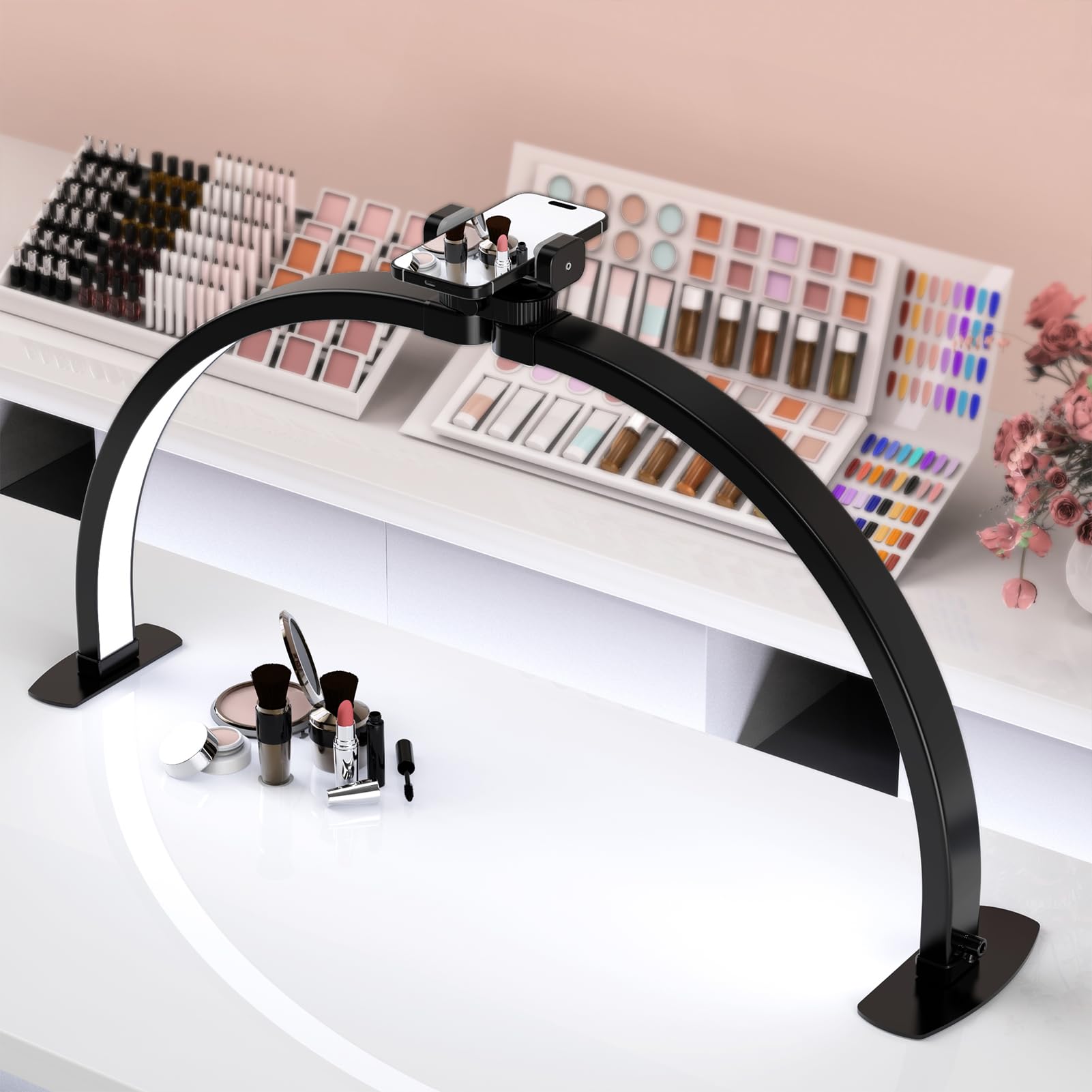 SLYFTE Large Half Moon LED Nail Desk Light – Foldable Arch Lamp (Black)