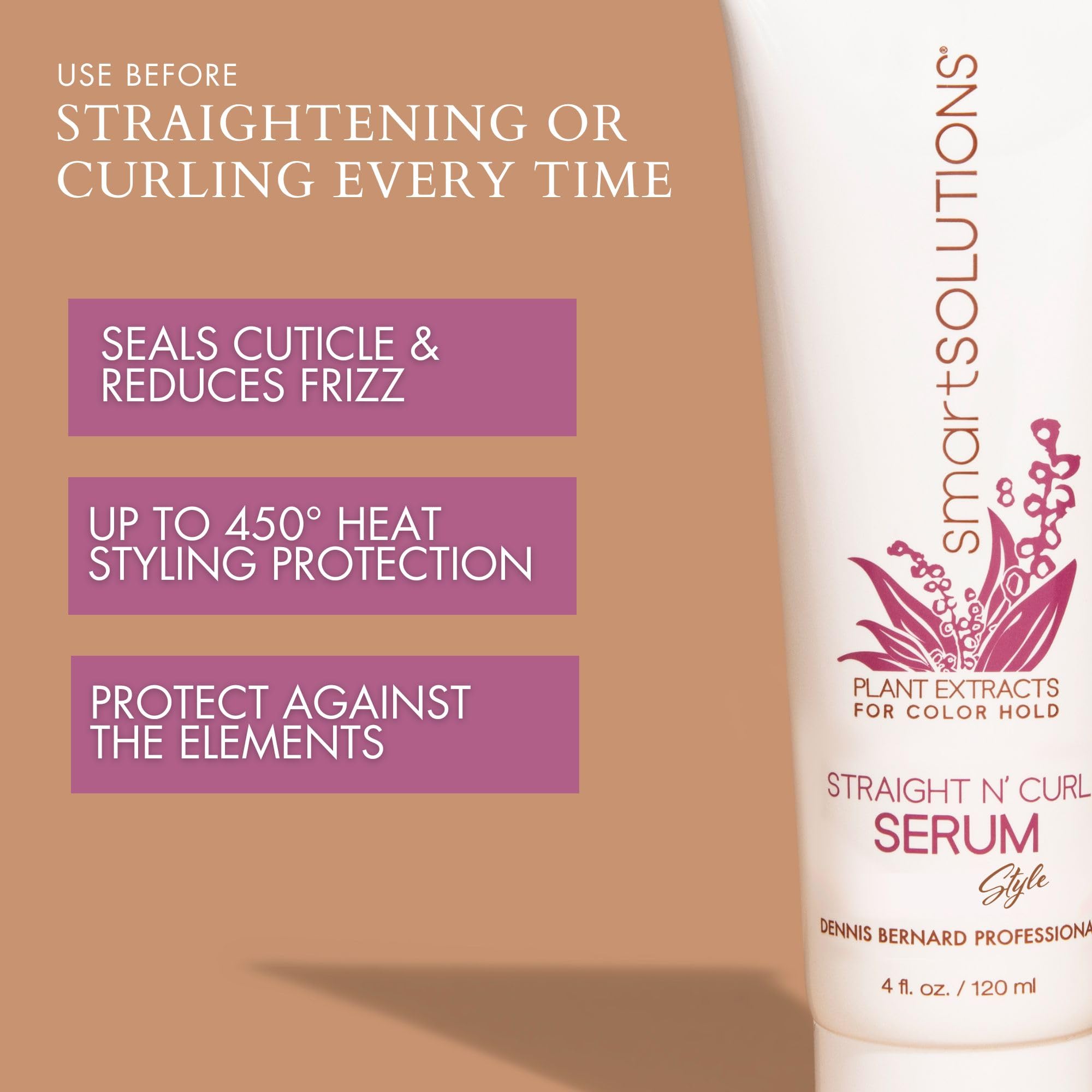 SMART SOLUTIONS Straight N' Curl Serum 4 oz | Smooths & Straightens | Plant-Based, Paraben-Free