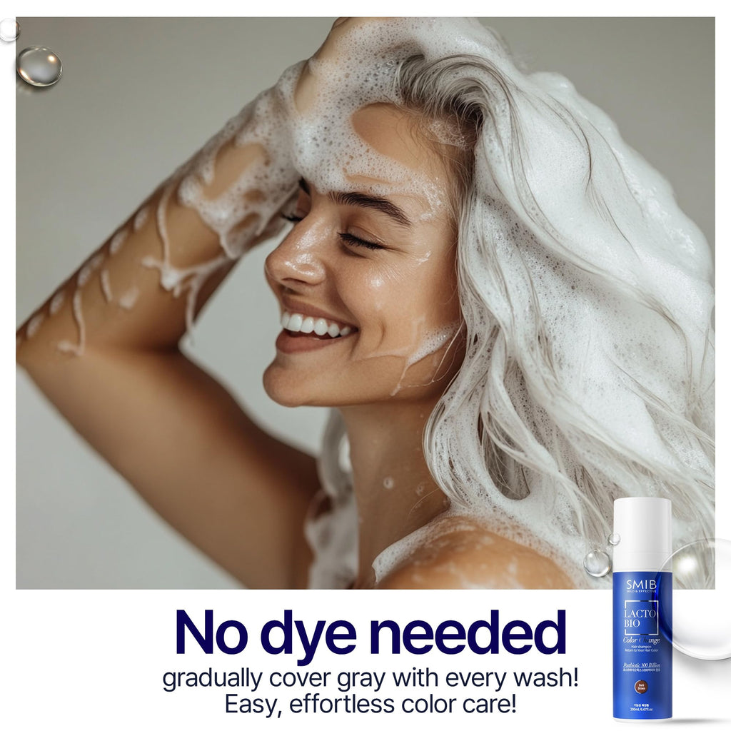 SMIB Lactobio Hair Dye Shampoo | Gentle Korean Formula for Daily Use | Gradual Gray Reduction with Probiotics