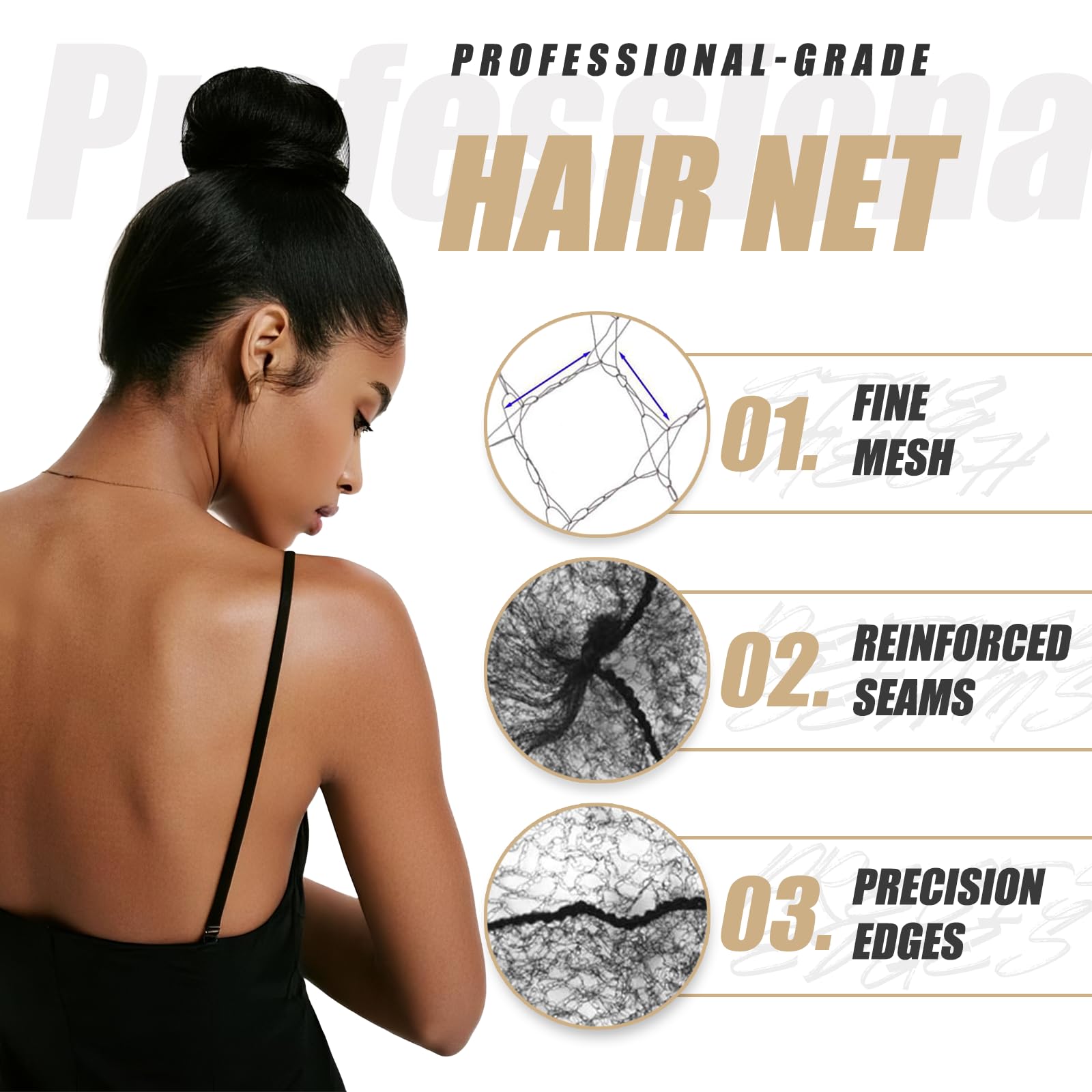 Smilco New Hair Net 1000pcs – 22-Inch Elastic Hexagon Mesh, Black, Professional Hair Containment