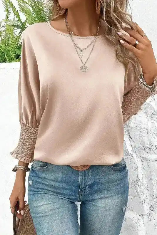Smoke Gray Dolman Sleeve Satin Blouse Women UK