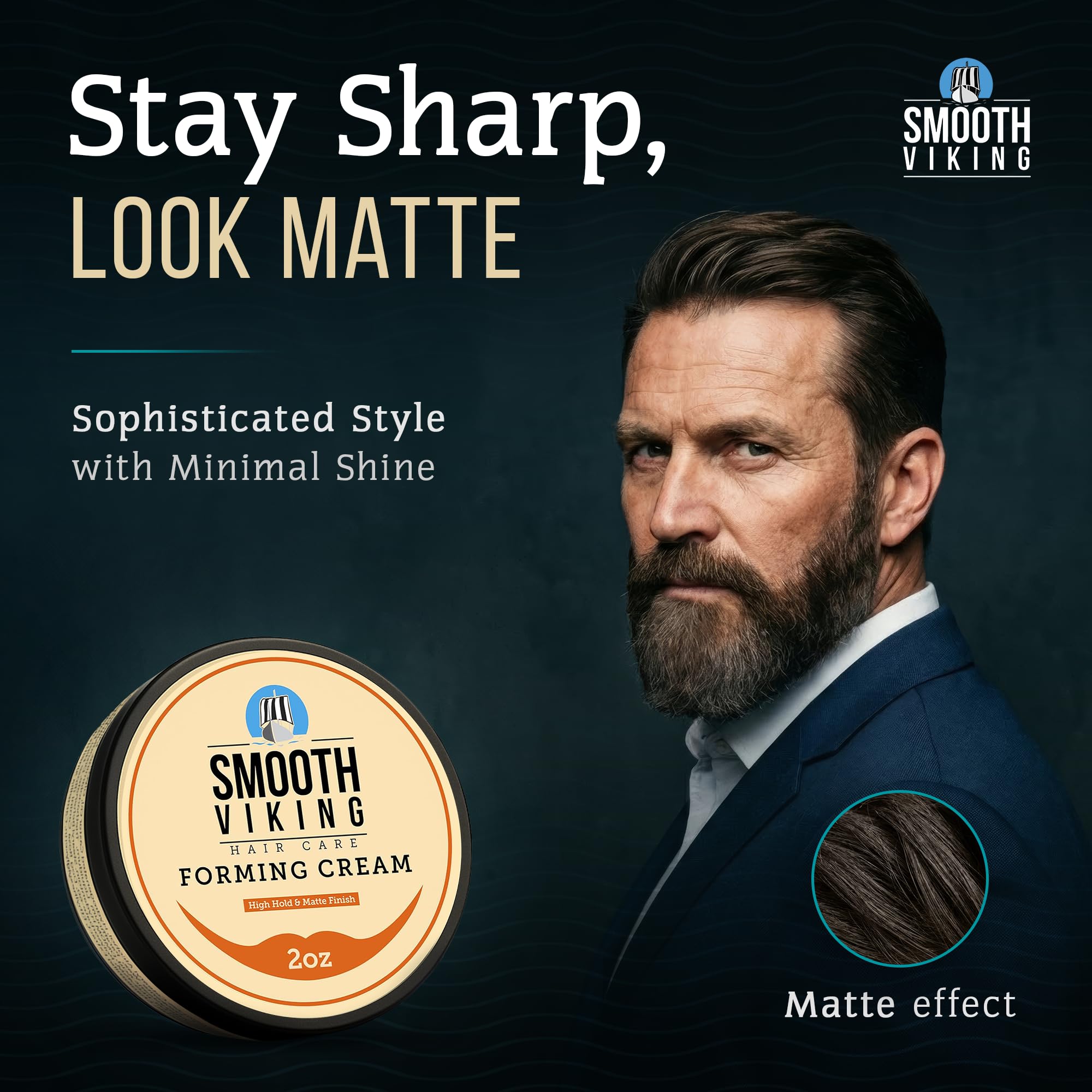 Smooth Viking Forming Cream - High Hold Hair Cream for Men | Matte Finish, Made in USA, 2oz